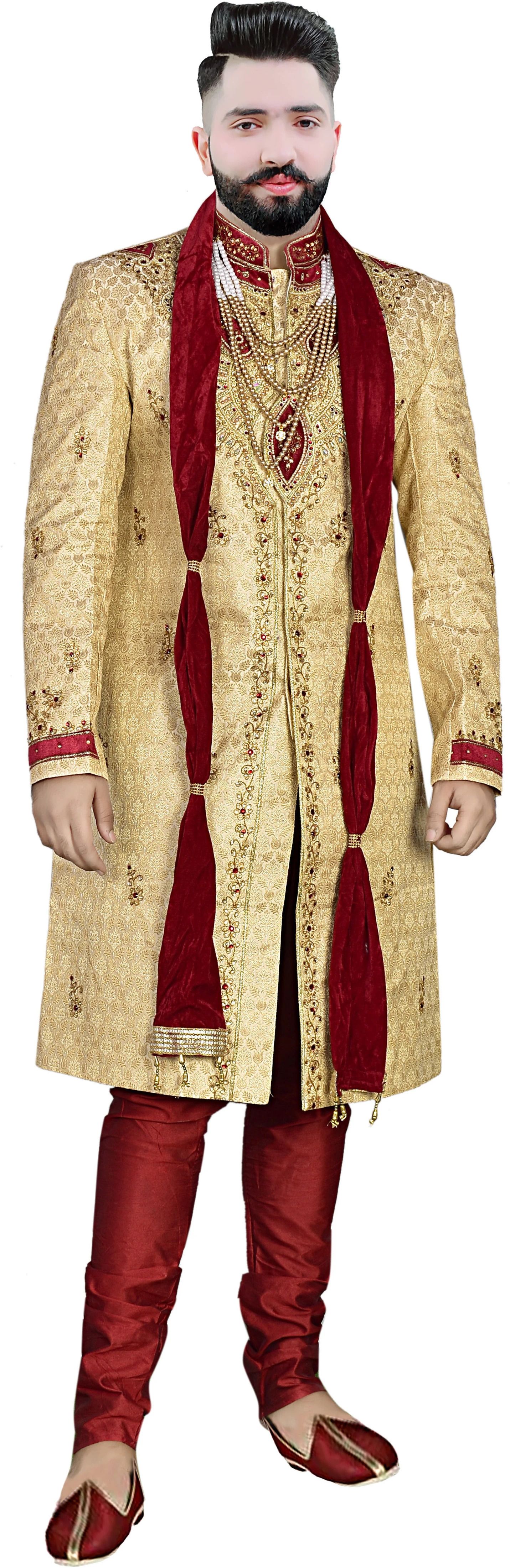 DIAMOND Sherwani For Men's Embroidered Sherwani-image-5