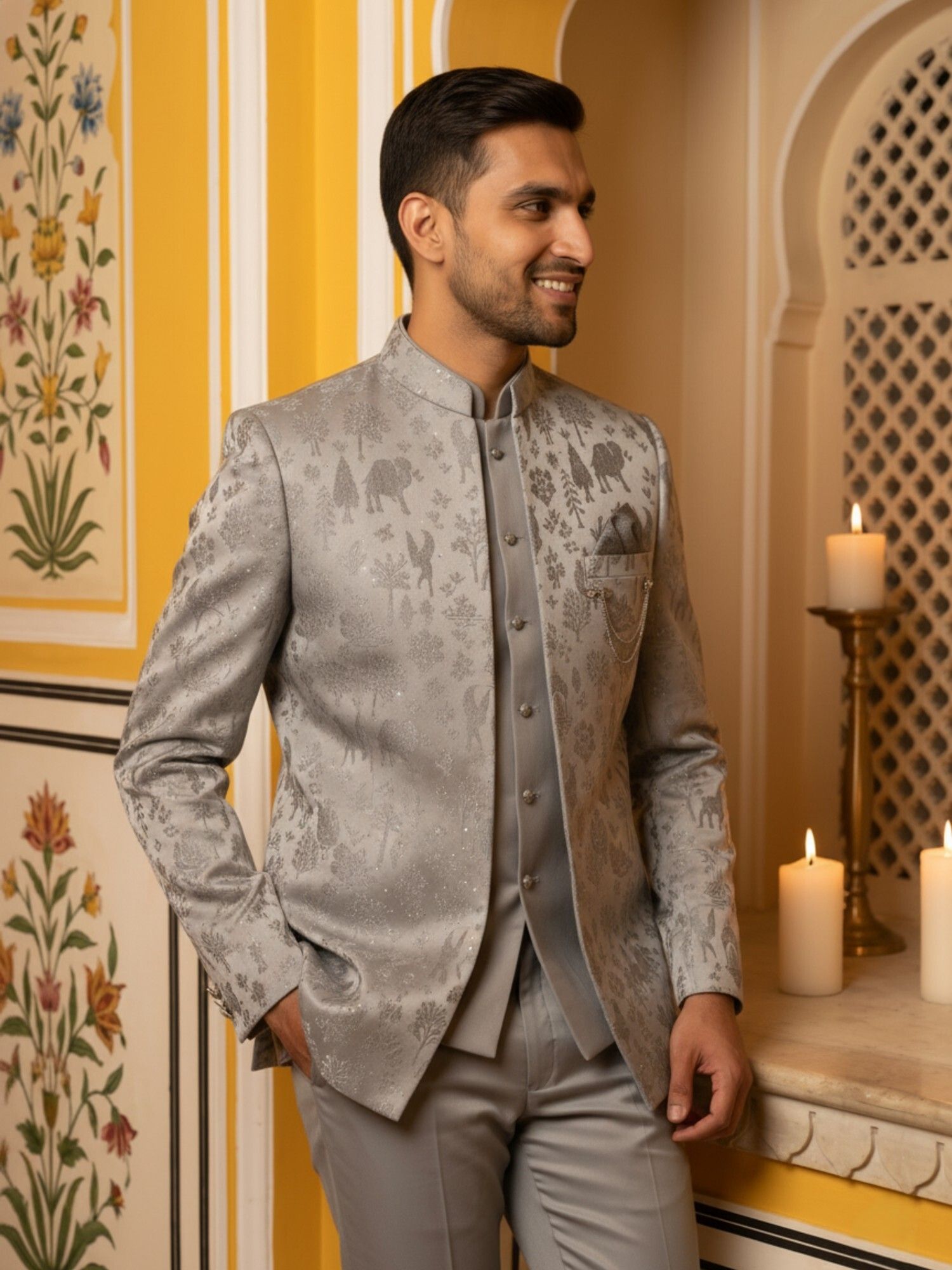 Jompers Self Design Sherwani-image-48