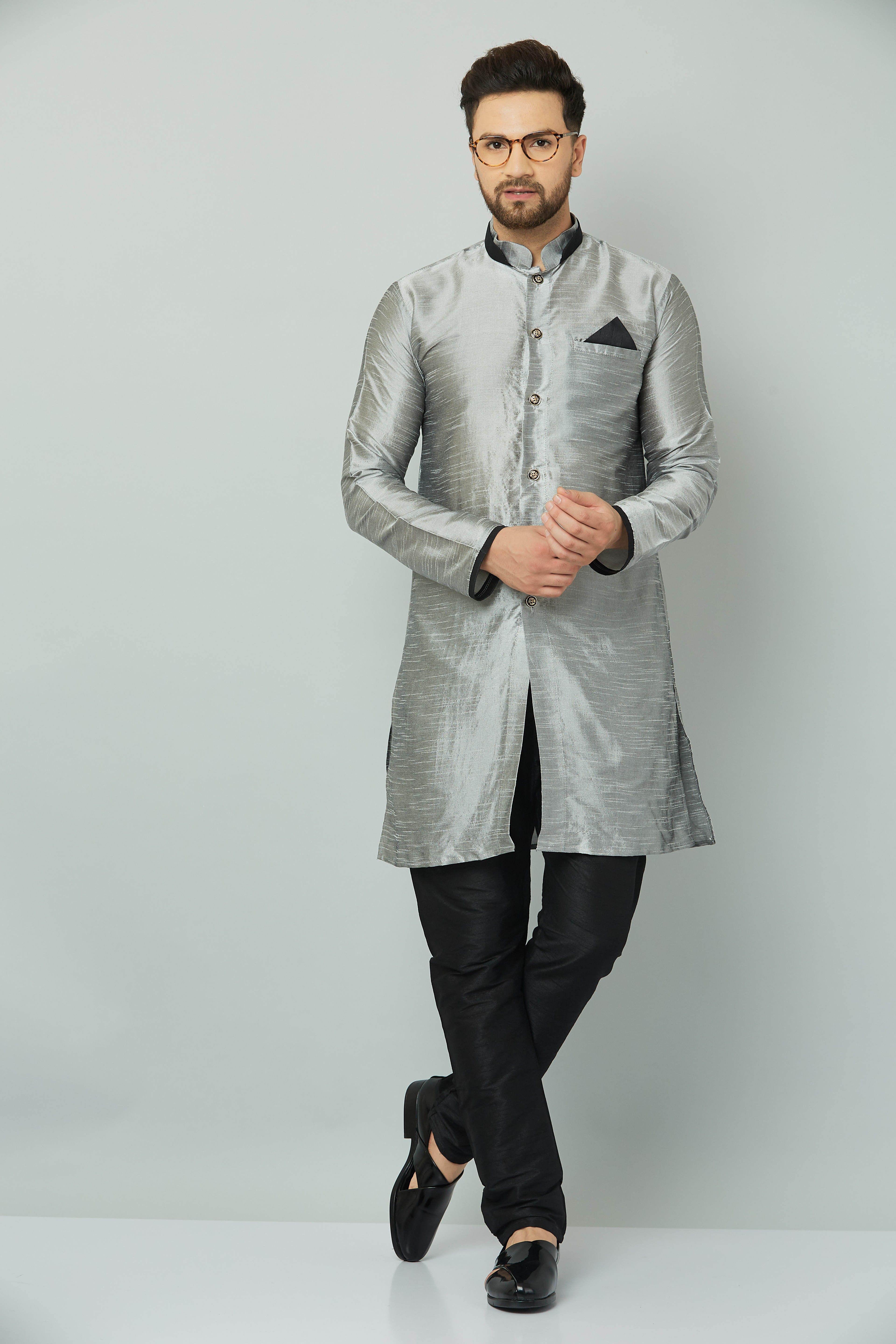 SAIFOO Solid Sherwani