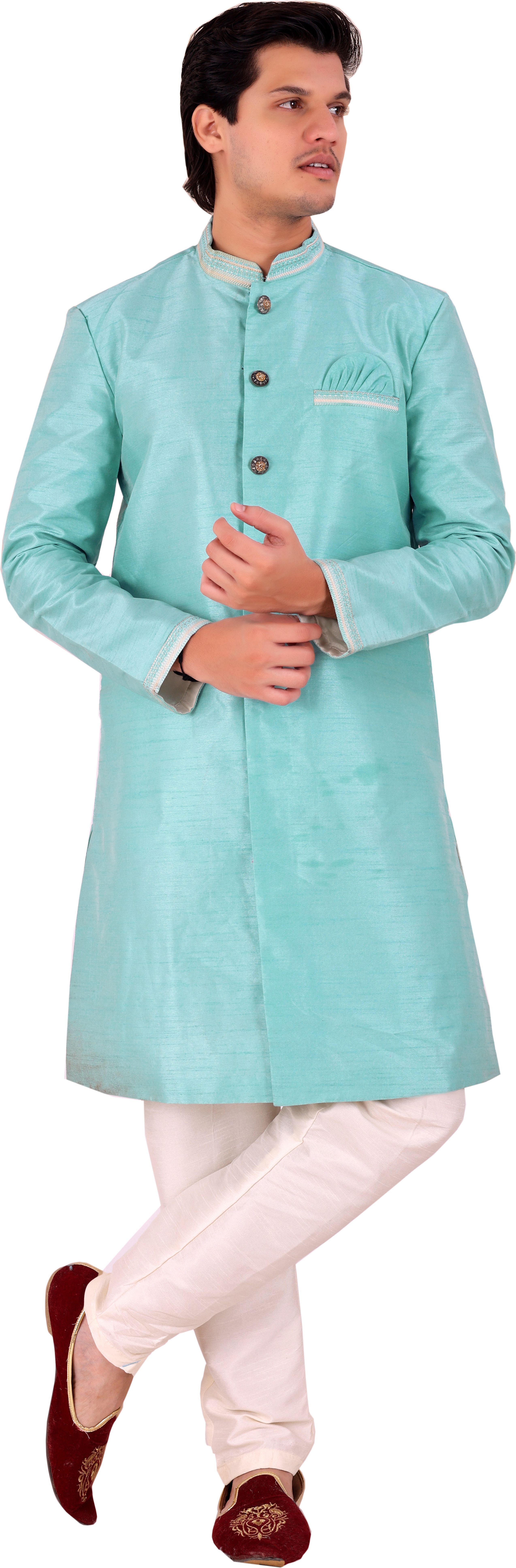 Desi Butik DBMS1028-XL Solid Sherwani