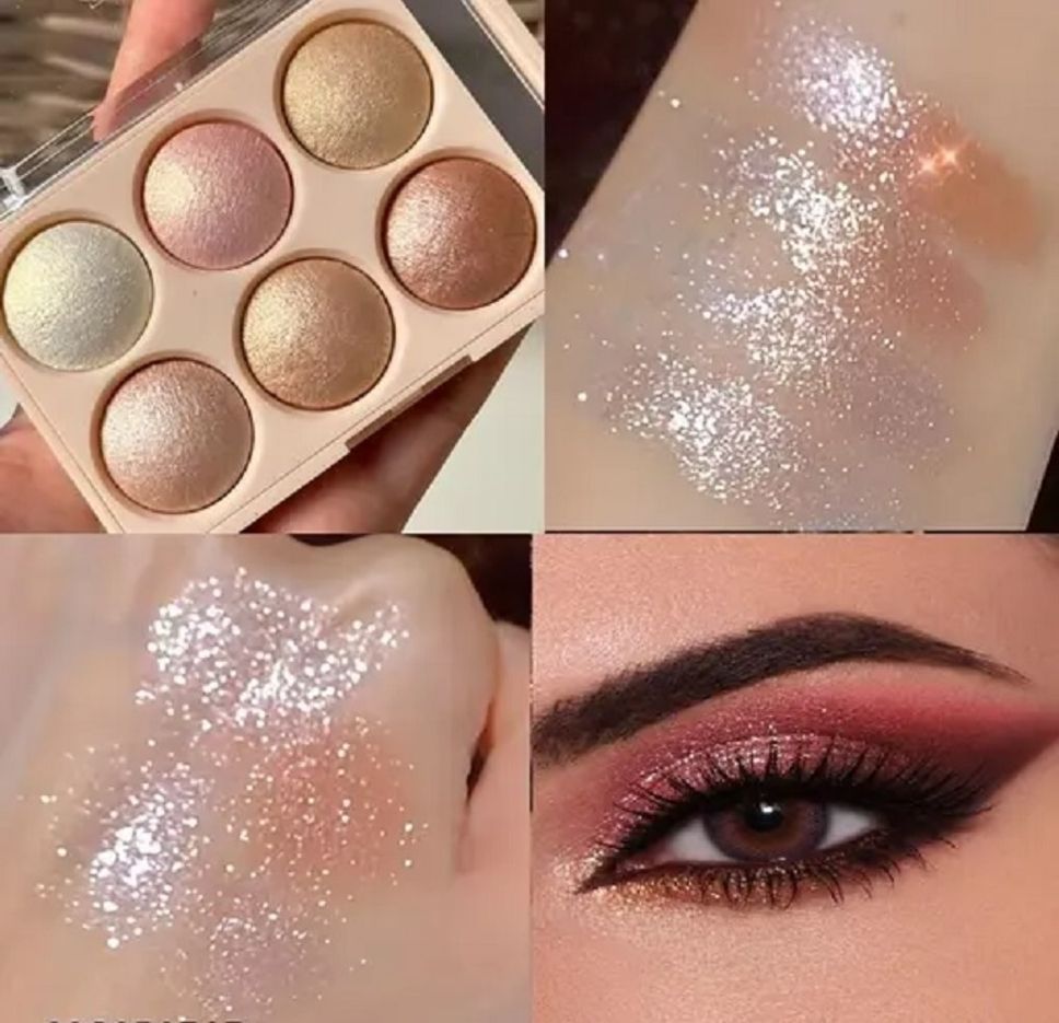 Multi-purpose Backed Powder Highlighter for Face Eyes Palette-image-8