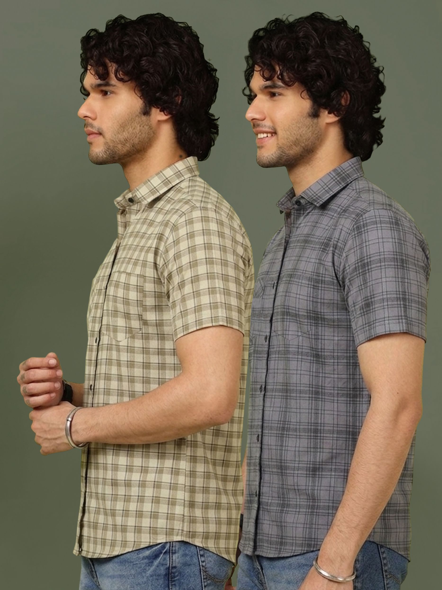 metronaut Men Regular Fit Checkered Spread Collar Casual Shirt-picture-26