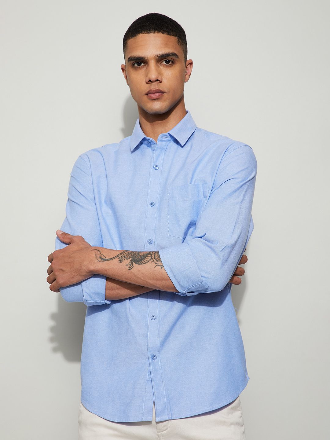 Men Regular Fit Solid Casual Shirt-image-4