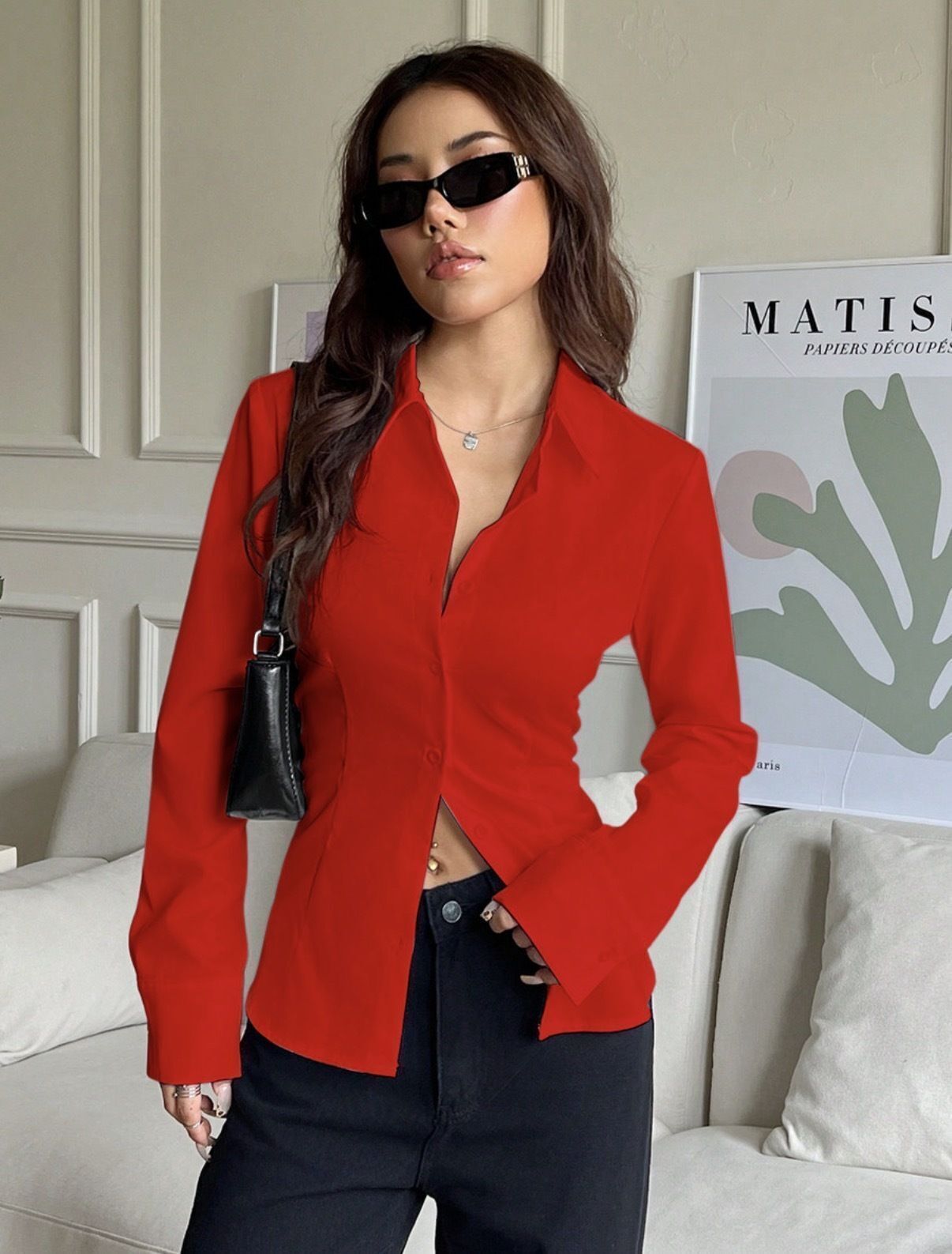metronaut Women Comfort Fit Fit Solid Spread Collar Casual Shirt-picture-13