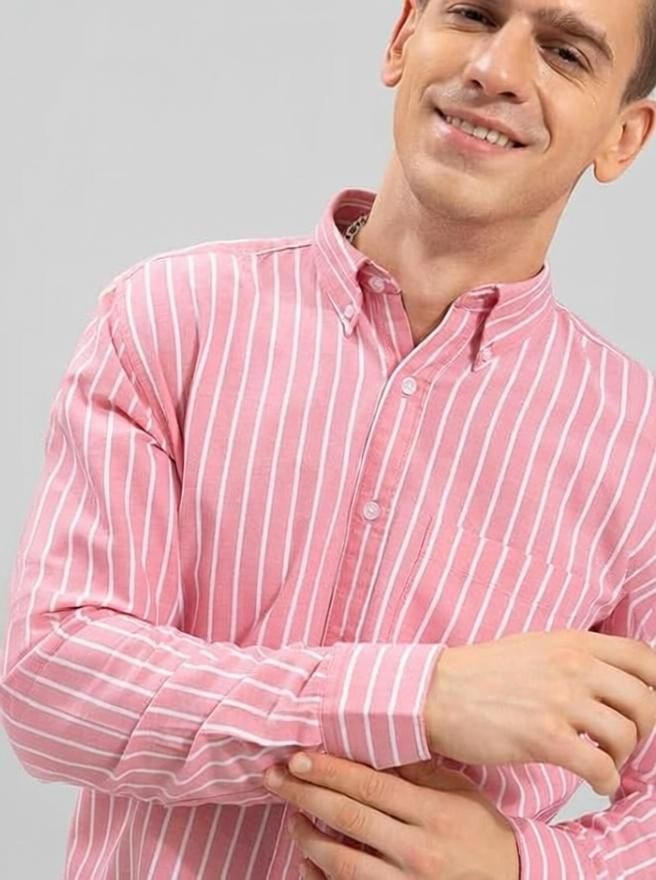 hkv fashion Men Regular Fit Striped Button Down Collar Casual Shirt-picture-11
