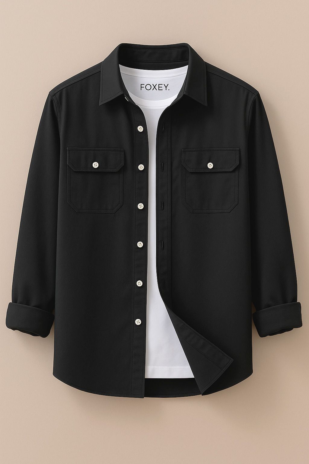 foxey Men Regular Fit Solid Spread Collar Casual Shirt-picture-12