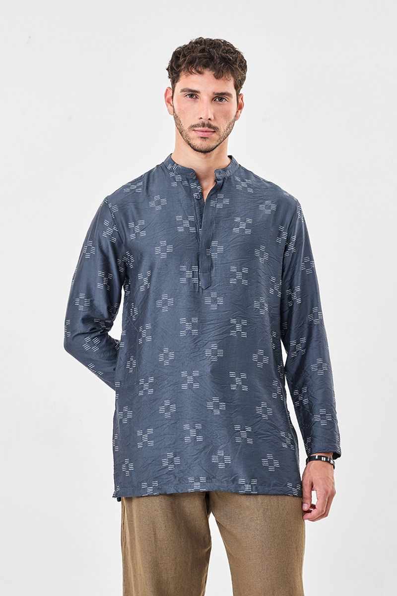 snitch Geometric Print Viscose Rayon Straight Kurta for Men-picture-20