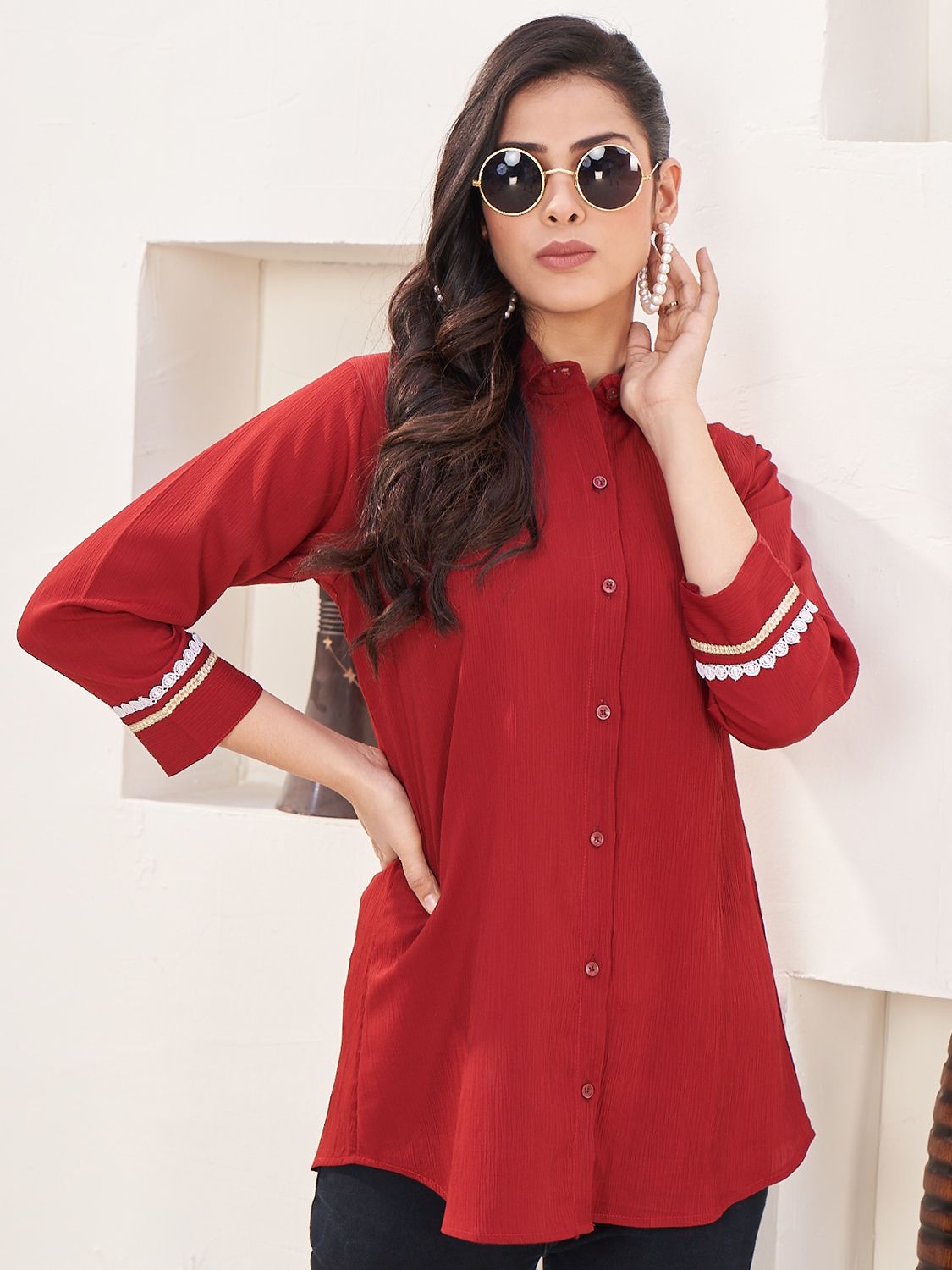 label divine attire Women Regular Fit Solid Casual Shirt-picture-27