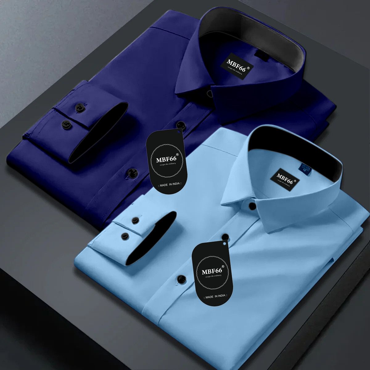 mbf66 Men Slim Fit Solid Spread Collar Casual Shirt-picture-12