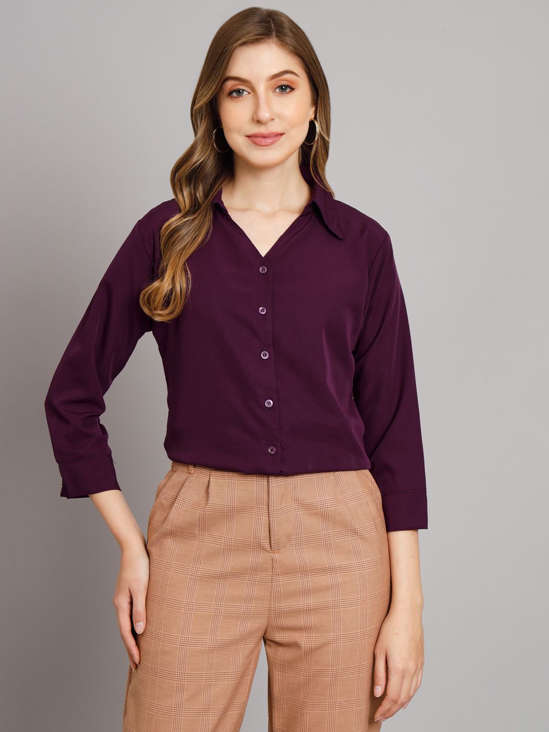 funday fashion Women Regular Fit Solid Spread Collar Casual Shirt-picture-30