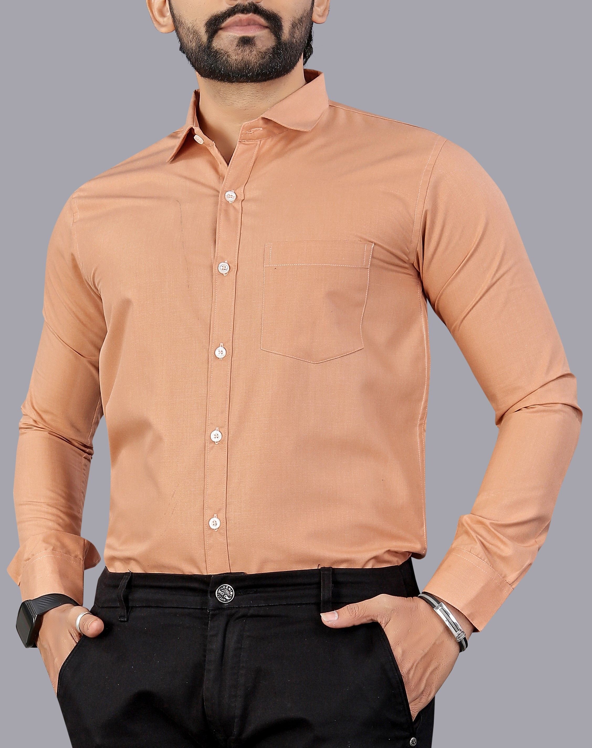 mildin Men Slim Fit Solid Spread Collar Formal Shirt-picture-13