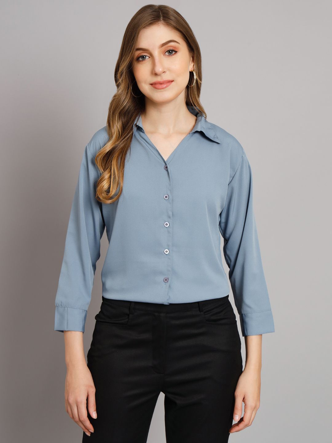 funday fashion Women Regular Fit Solid Spread Collar Casual Shirt-picture-34