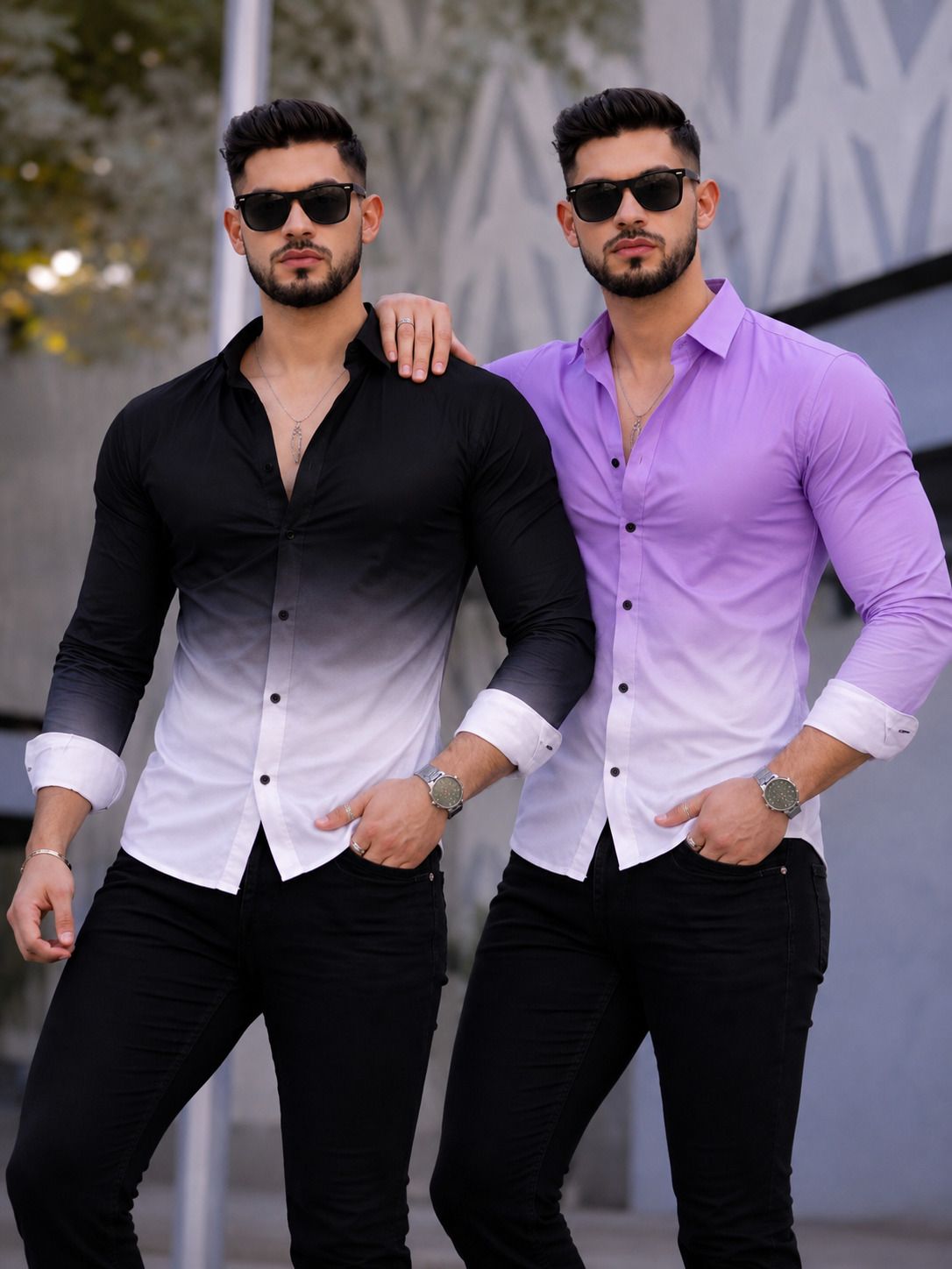 uiriuy Men Regular Fit Dyed/Ombre Button Down Collar Casual Shirt-picture-11