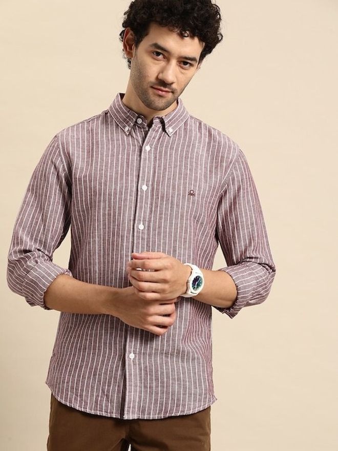 Men Slim Fit Checkered Button Down Collar Casual Shirt-image-44