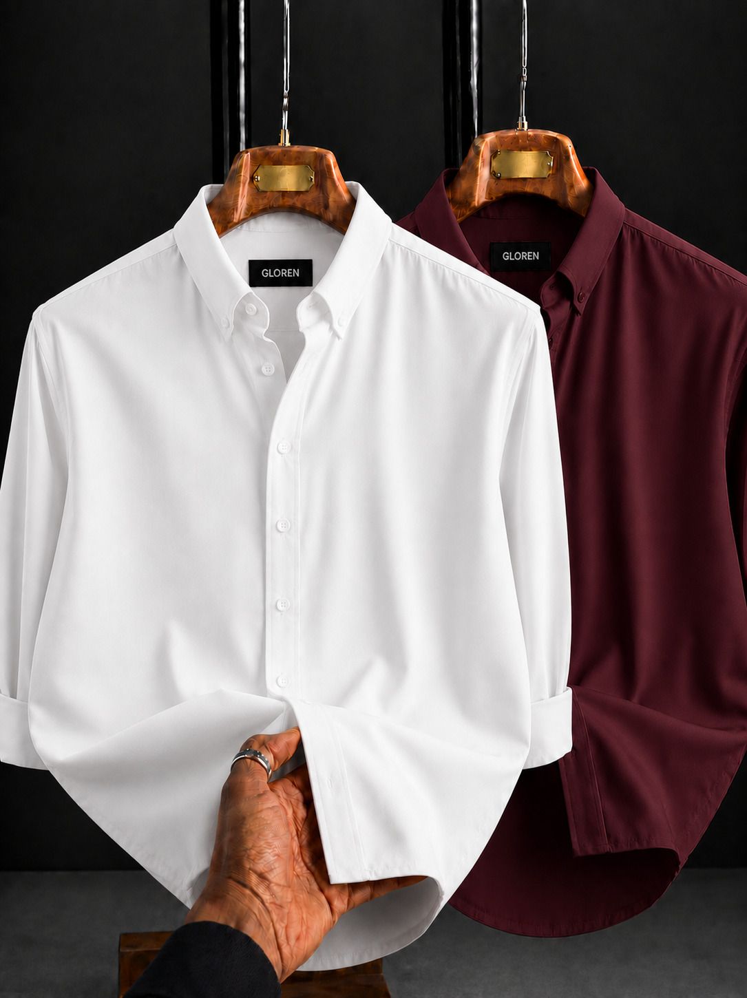 gloren Men Regular Fit Solid Spread Collar Casual Shirt-picture-25