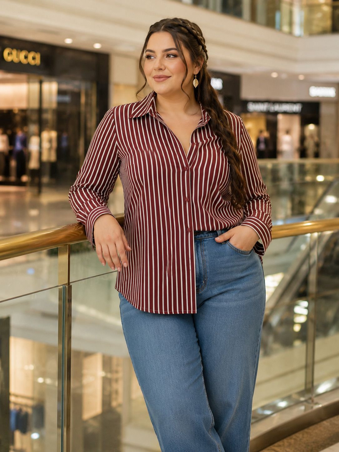 tinz Women Regular Fit Striped Spread Collar Casual Shirt-picture-5