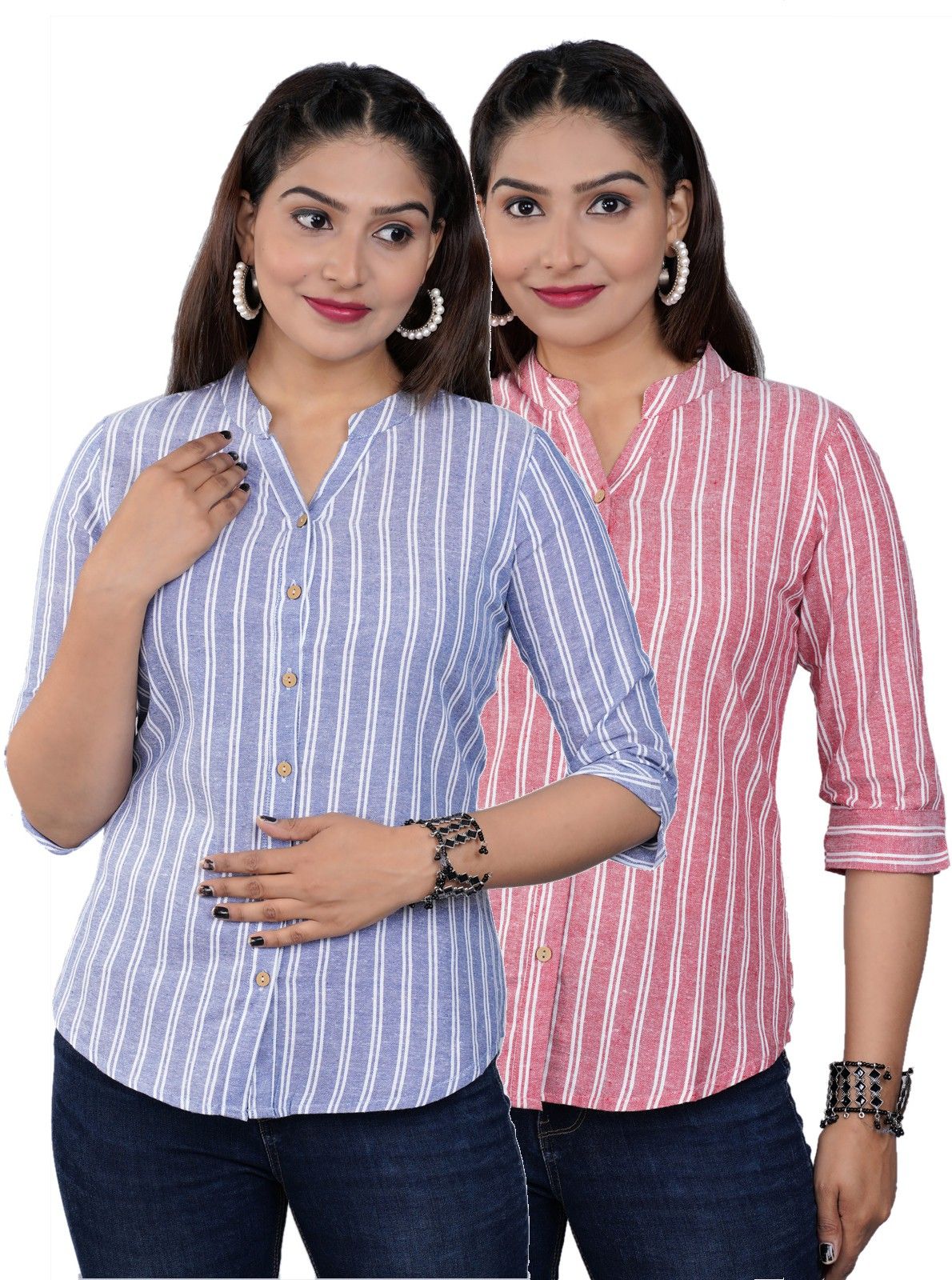 fabisho Women Regular Fit Striped Button Down Collar Formal Shirt-picture-3