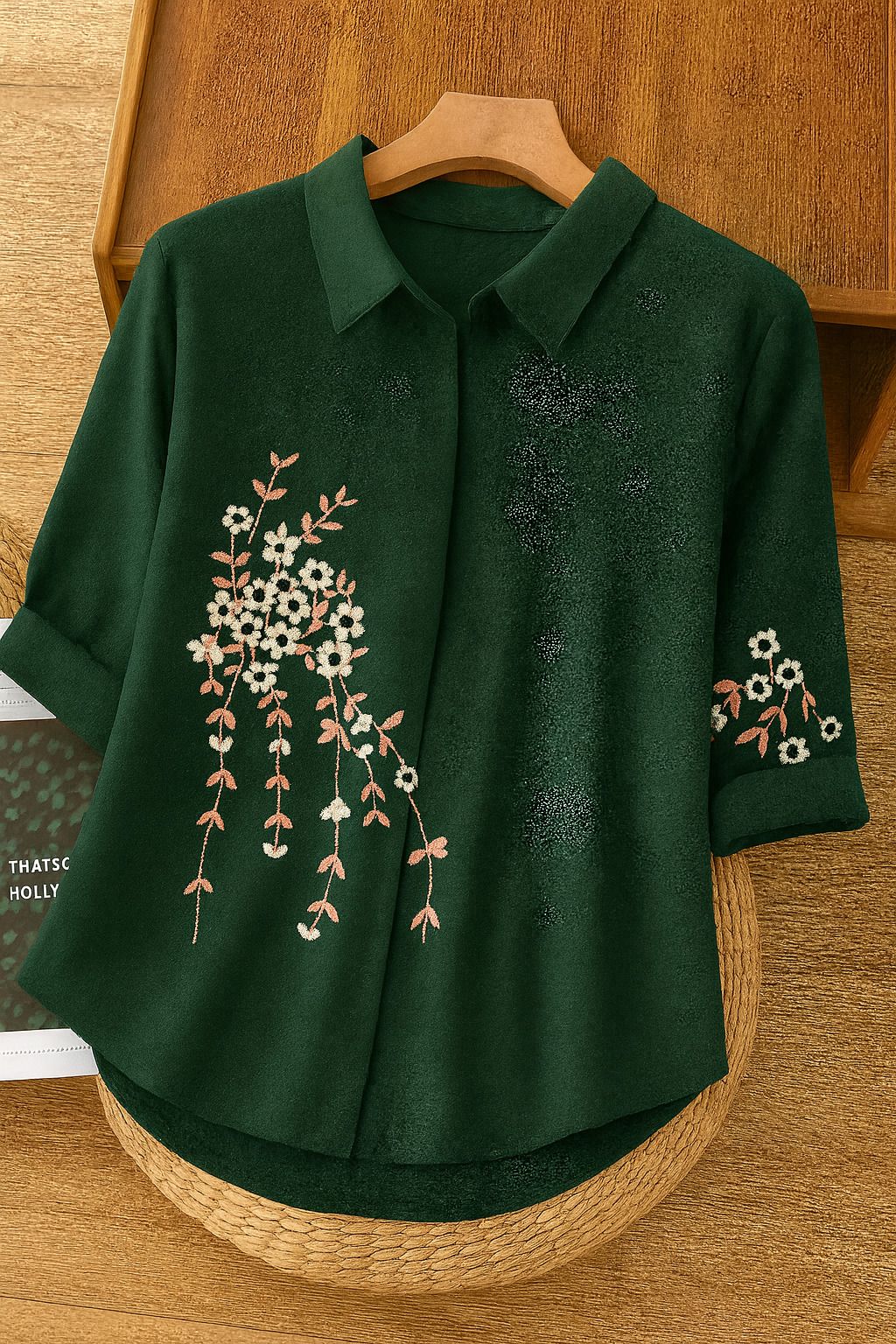 haadivastra Women Comfort Fit Fit Embroidered Spread Collar Casual Shirt-picture-18