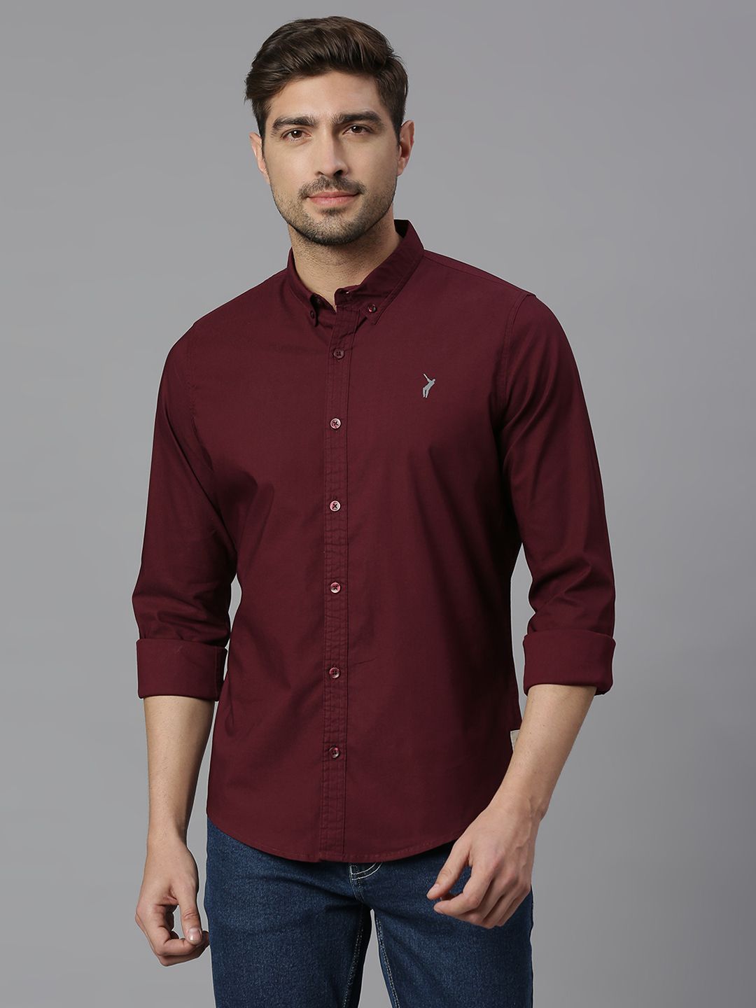 thomas scott Men Slim Fit Solid Button Down Collar Casual Shirt-picture-10