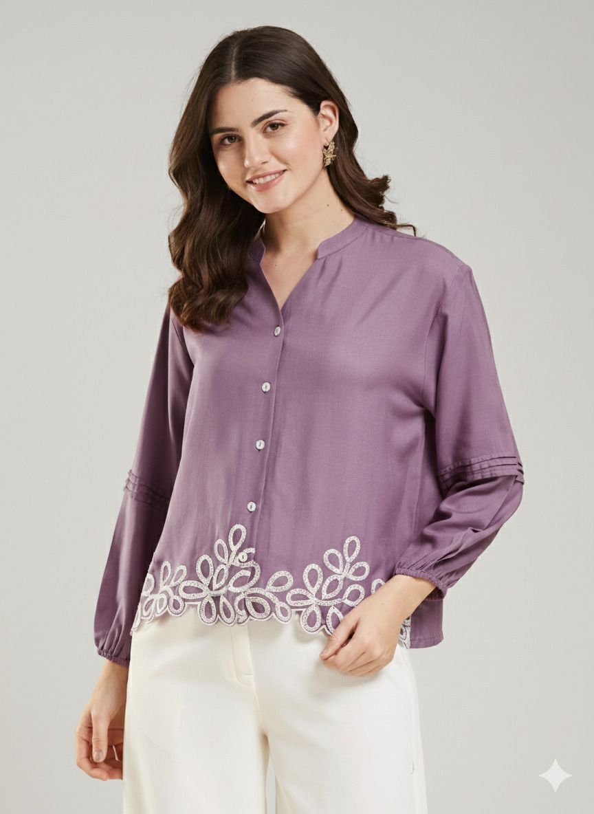 j turritopsis Women Regular Fit Embroidered Mandarin Collar Casual Shirt-picture-13