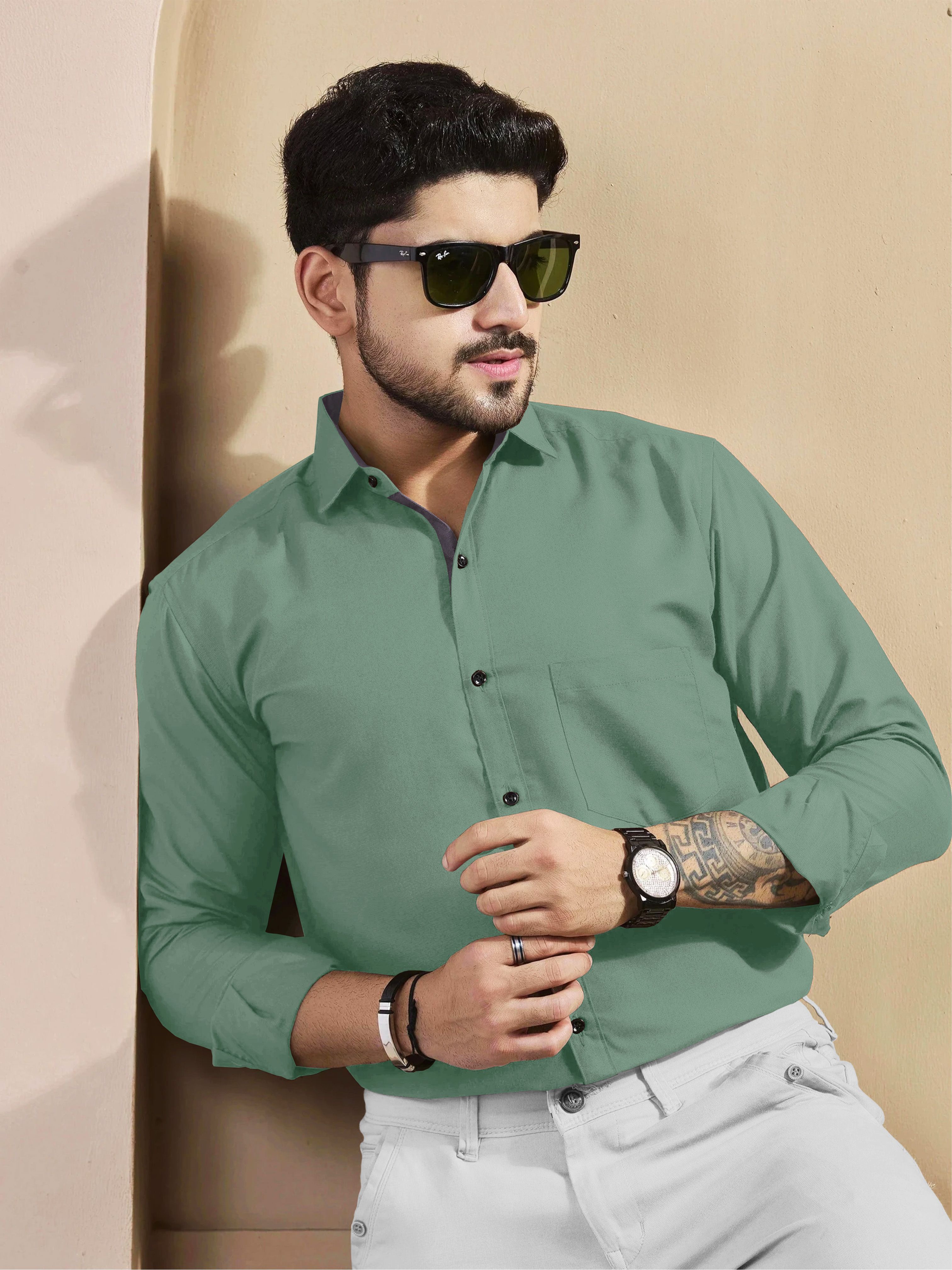 vebnor Men Regular Fit Solid Spread Collar Formal Shirt-picture-20
