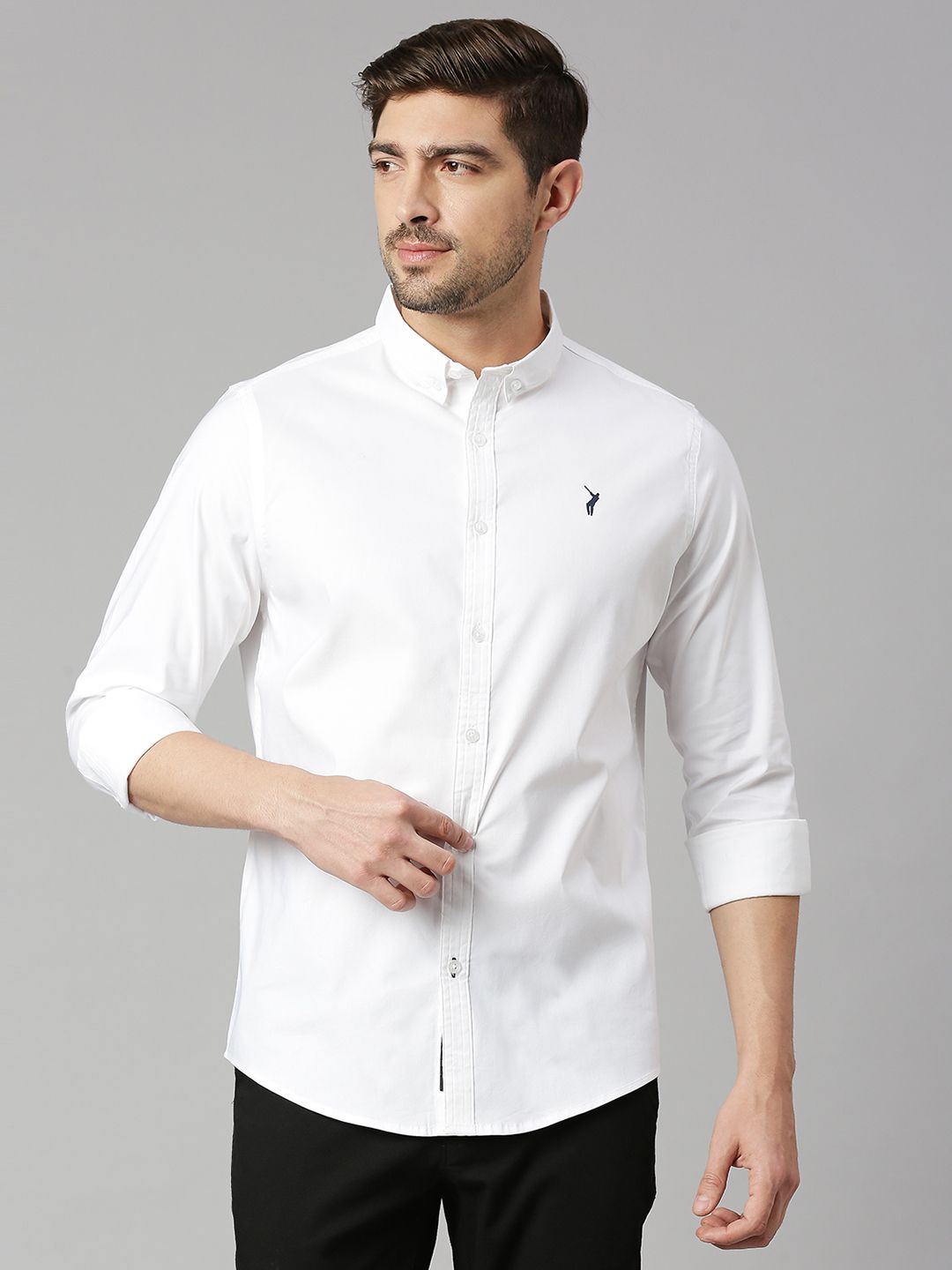 thomas scott Men Slim Fit Solid Button Down Collar Casual Shirt-picture-14