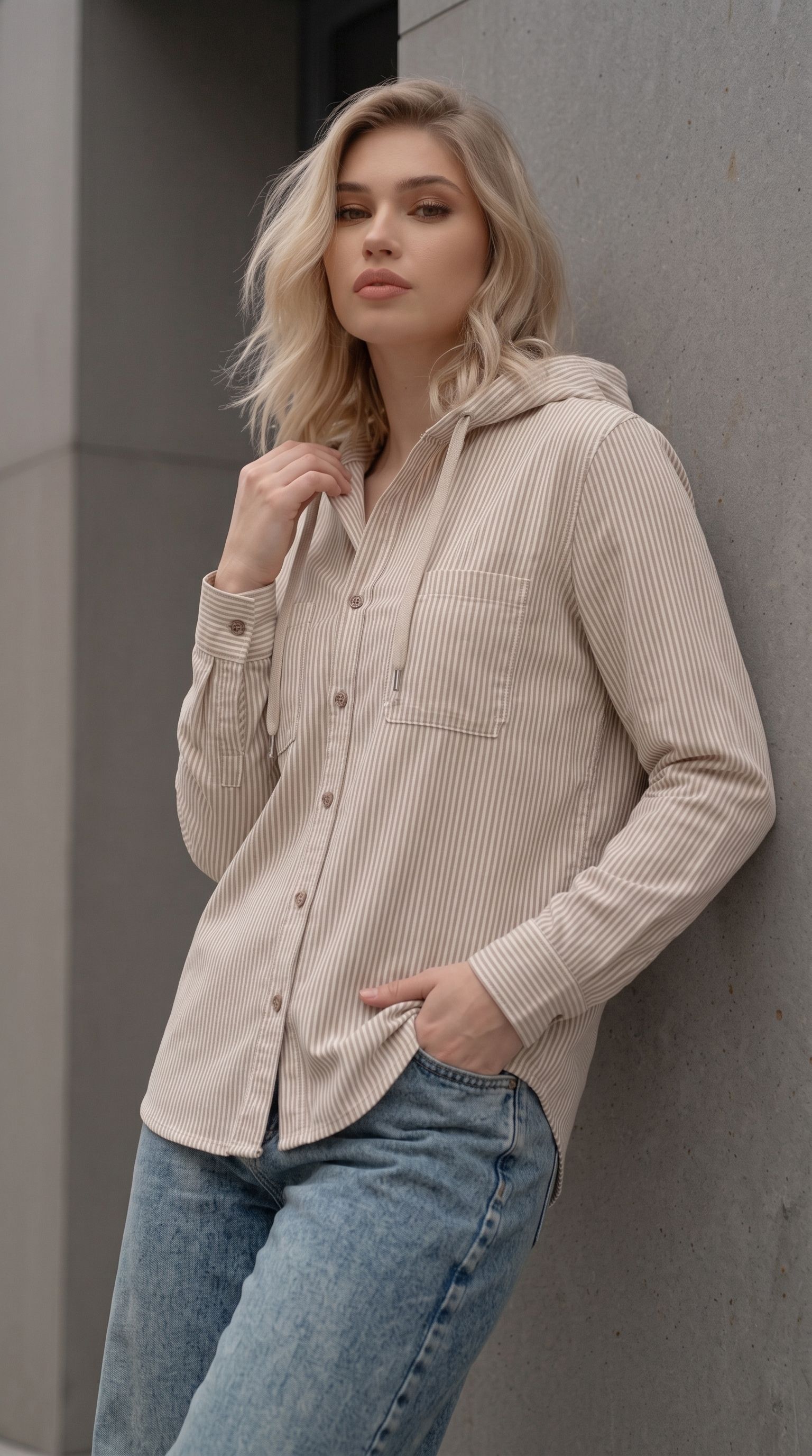 siddhant fashion Women Regular Fit Striped Hood Collar Casual Shirt-picture-2