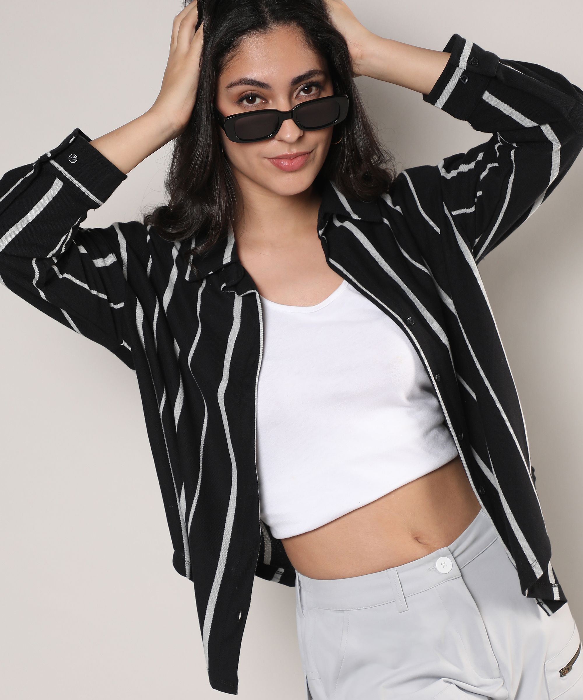 pinacolada Women Regular Fit Striped Spread Collar Casual Shirt-picture-35
