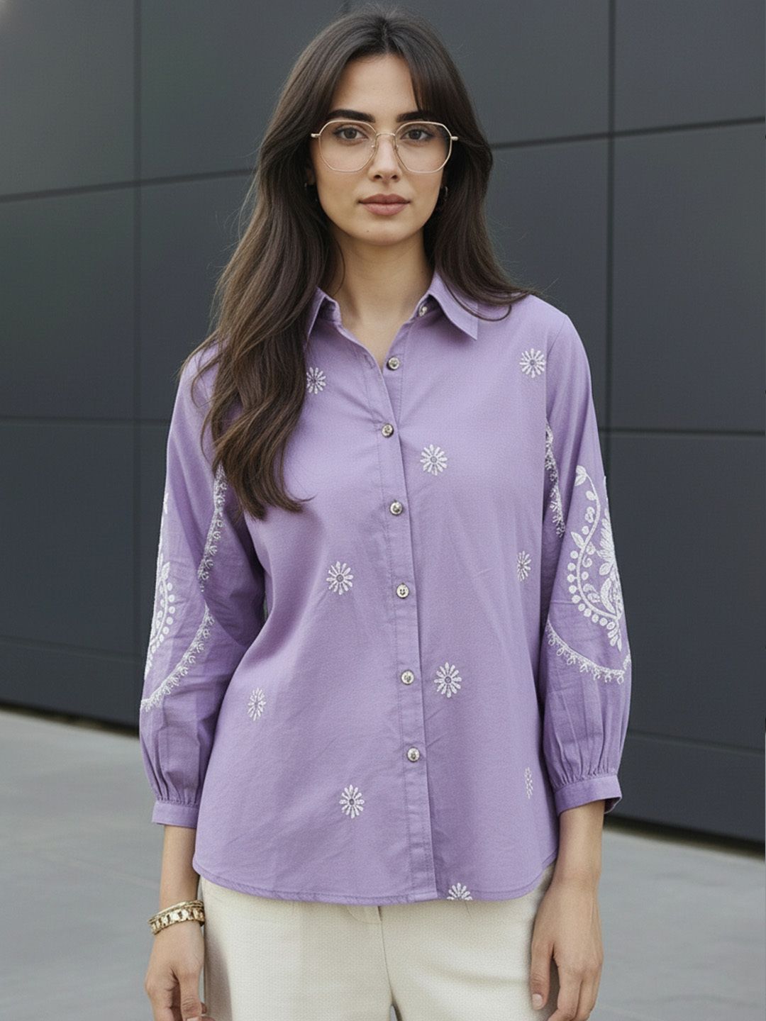 zummer Women Regular Fit Self Design Spread Collar Casual Shirt-picture-39