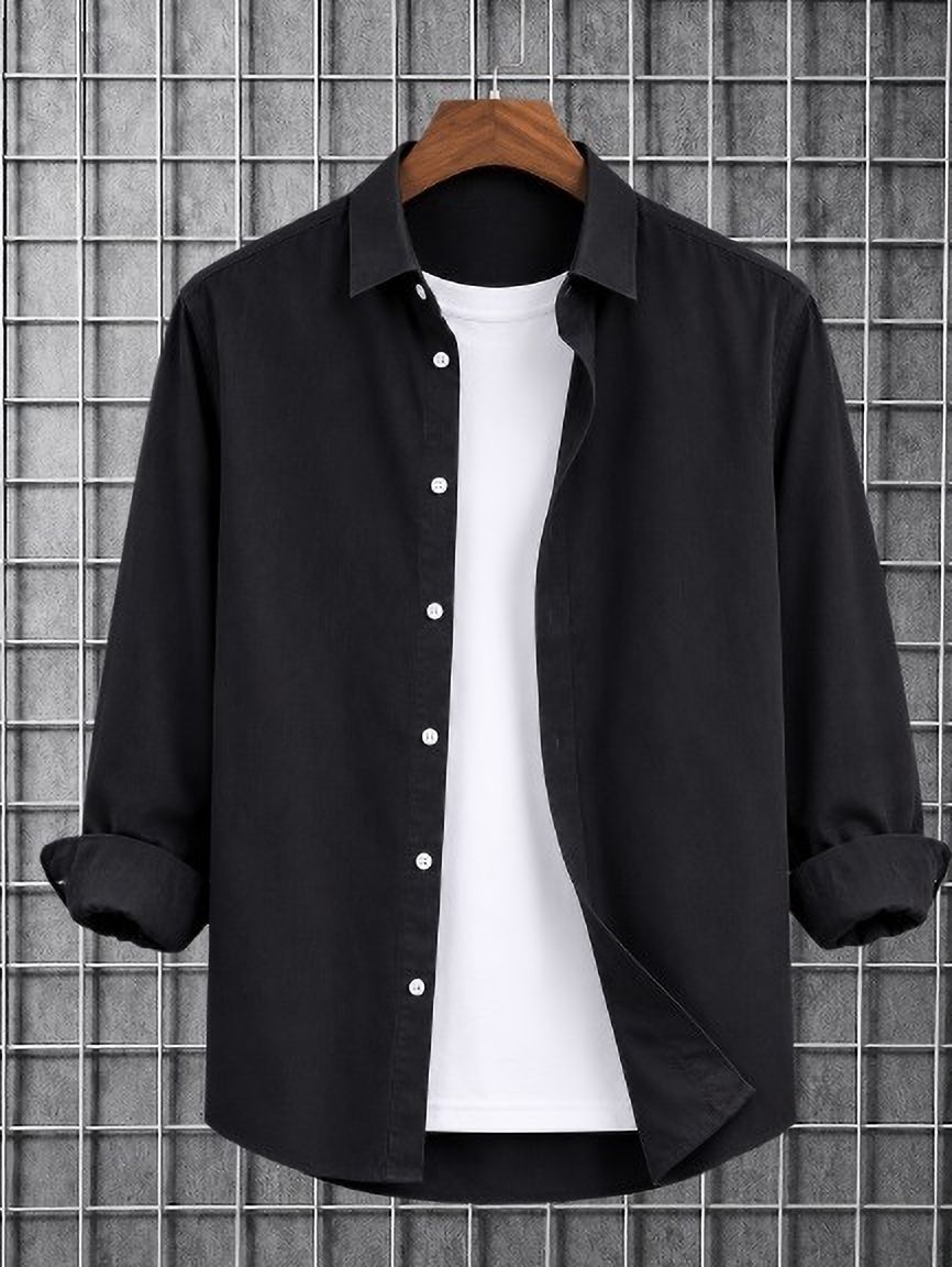 torontocn Men Regular Fit Solid Spread Collar Casual Shirt-picture-31