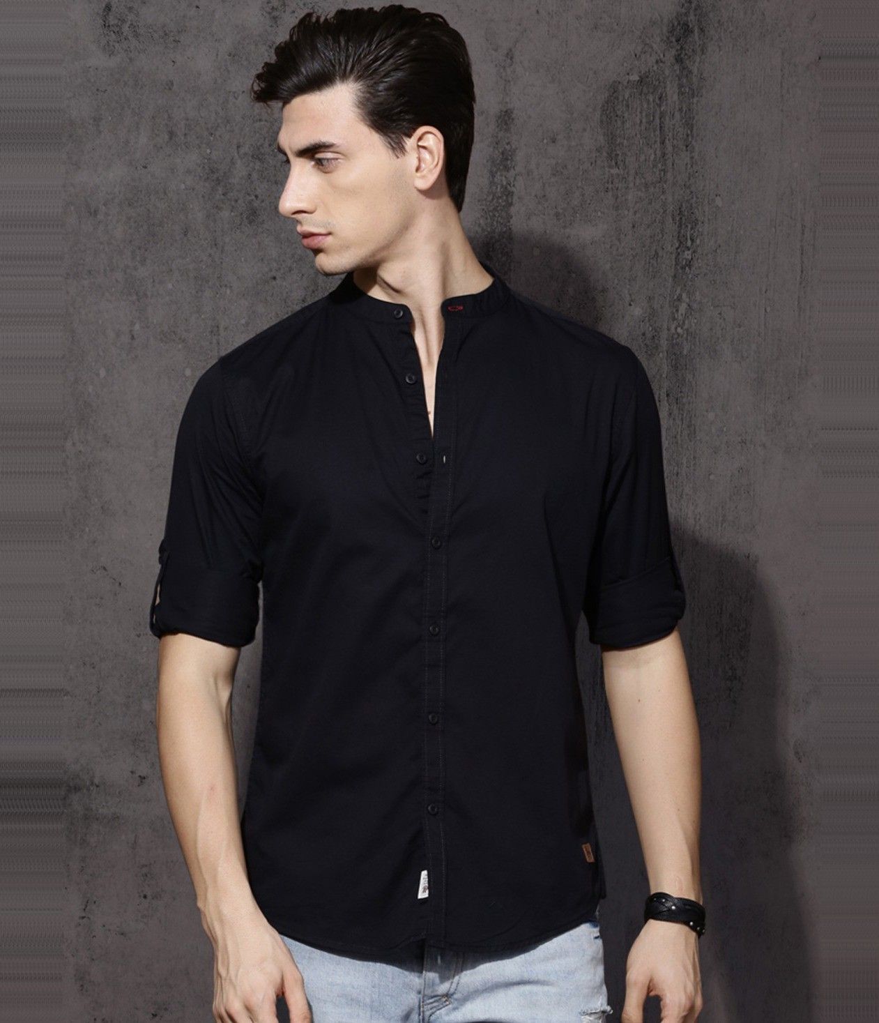 roadster Men Regular Fit Solid Mandarin Collar Casual Shirt-picture-12