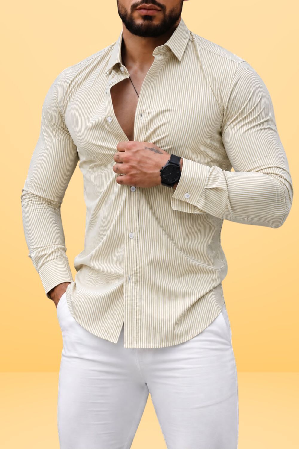 Men Regular Fit Striped Spread Collar Casual Shirt-image-13