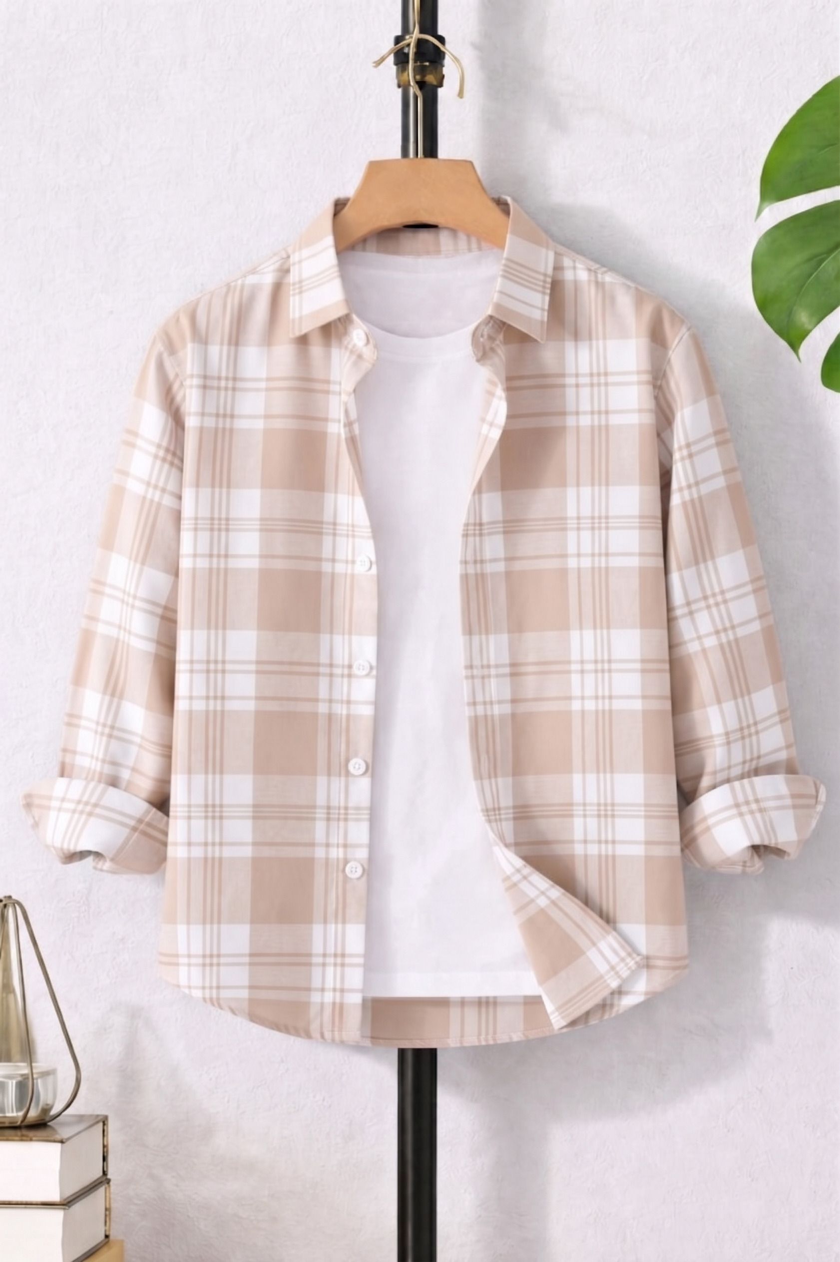 djfox Men Regular Fit Checkered Curved Collar Casual Shirt-picture-13