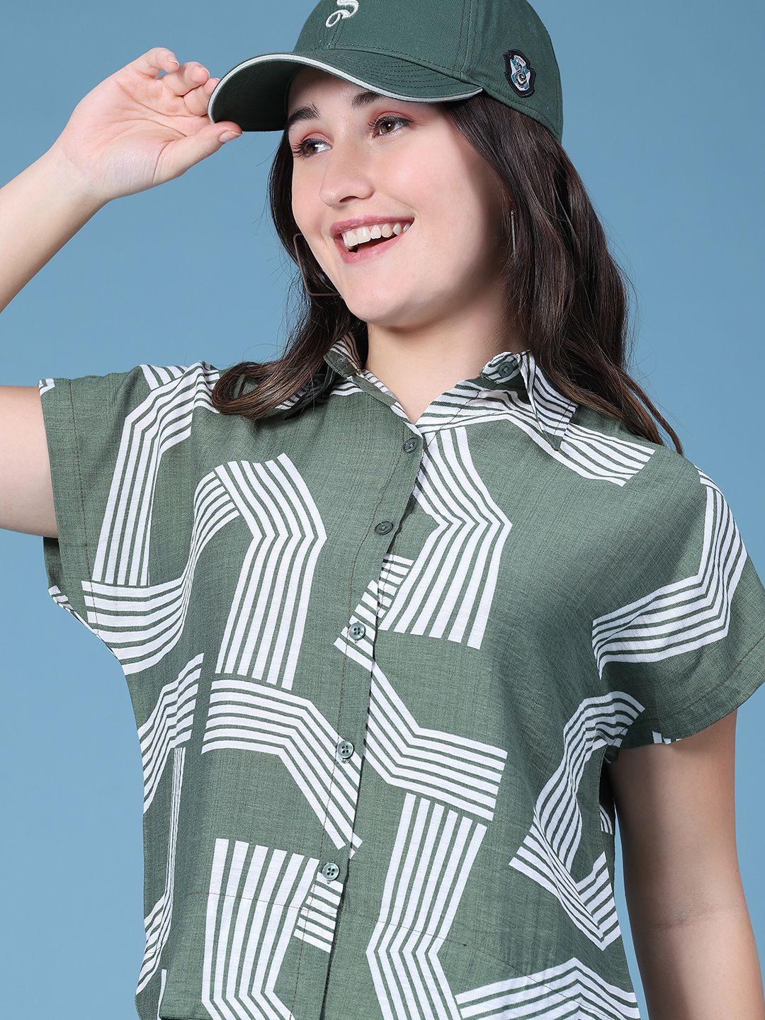 v-mart Women Regular Fit Printed Spread Collar Casual Shirt-picture-11