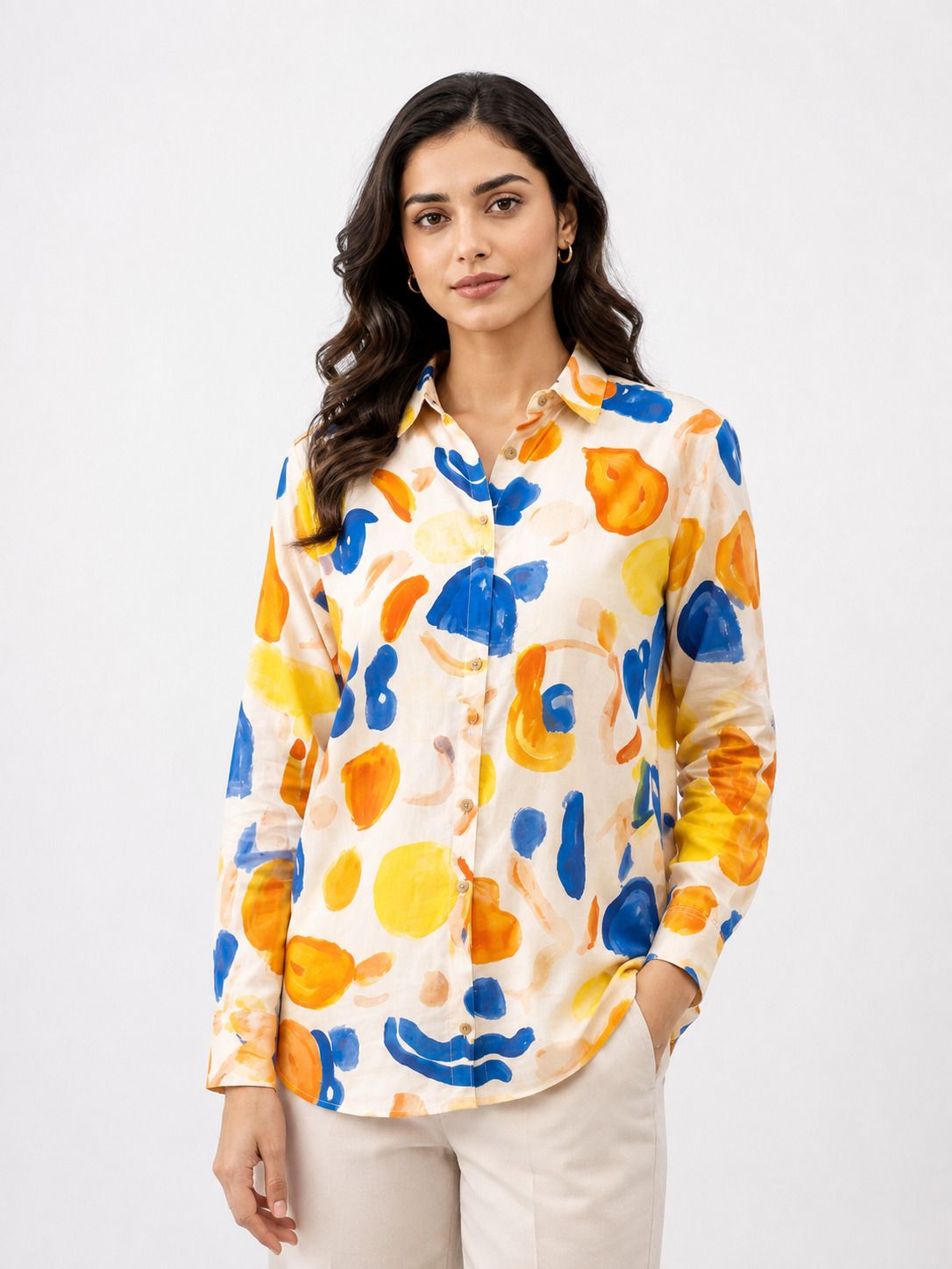 Women Regular Fit Printed Club Collar Casual Shirt-image-5