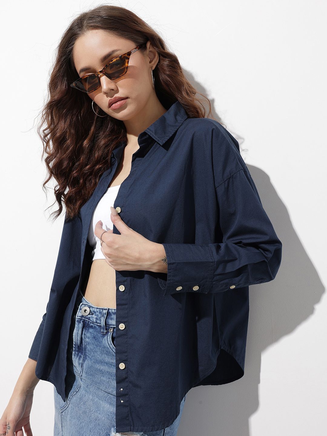 Women Oversized Fit Solid Casual Shirt-image-15