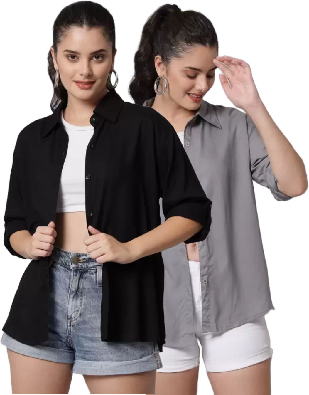 Women Oversized Fit Solid Spread Collar Casual Shirt-image-13