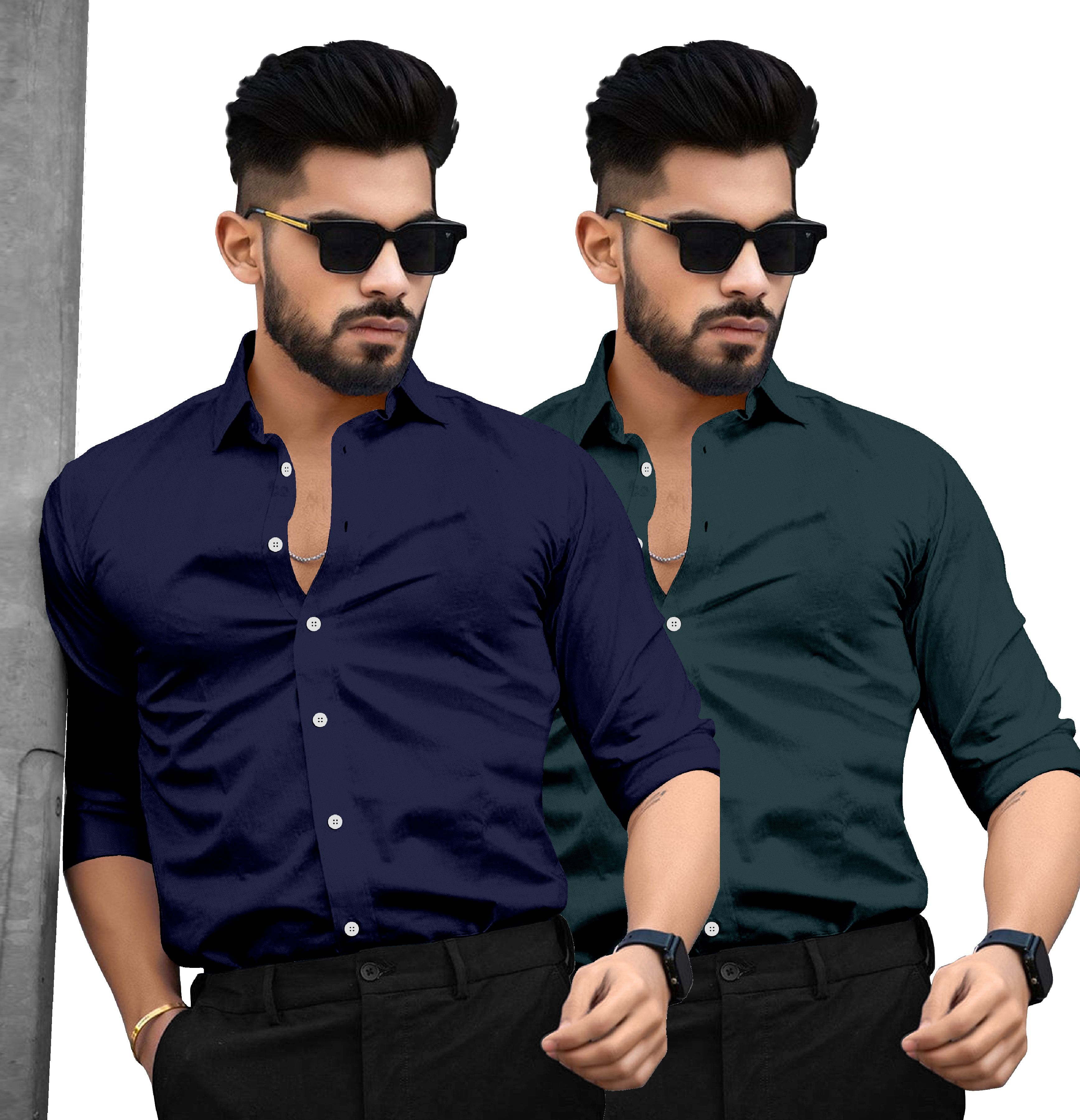 saadiwala Men Regular Fit Solid Cut Away Collar Casual Shirt-picture-22