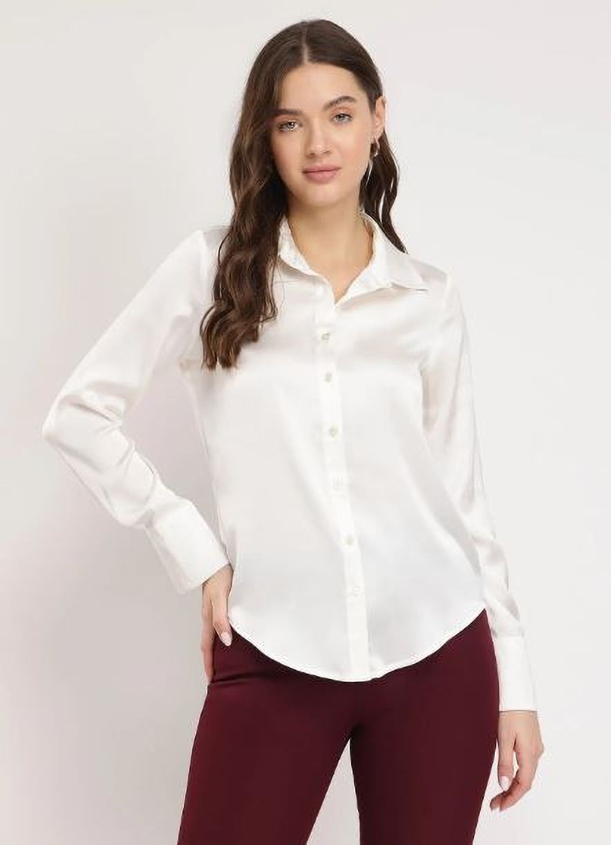 Women Regular Fit Solid Double Collar Formal Shirt