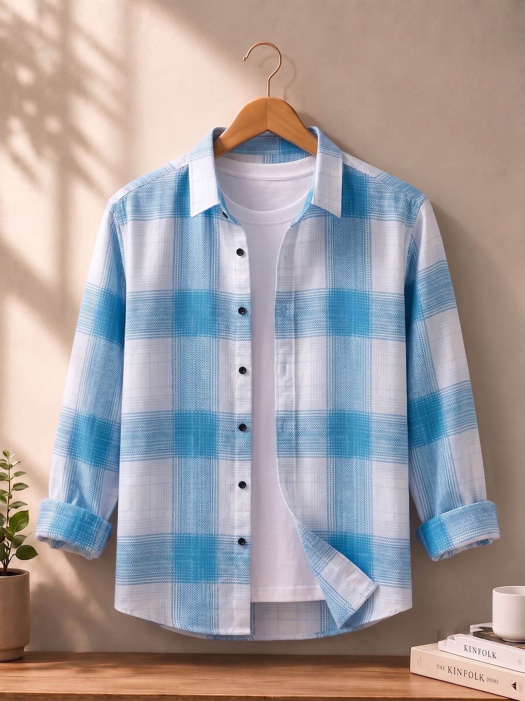 zonanza Men Regular Fit Checkered Spread Collar Casual Shirt-picture-11