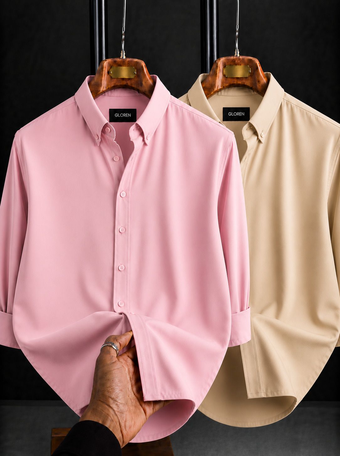 gloren Men Regular Fit Solid Spread Collar Casual Shirt-picture-36