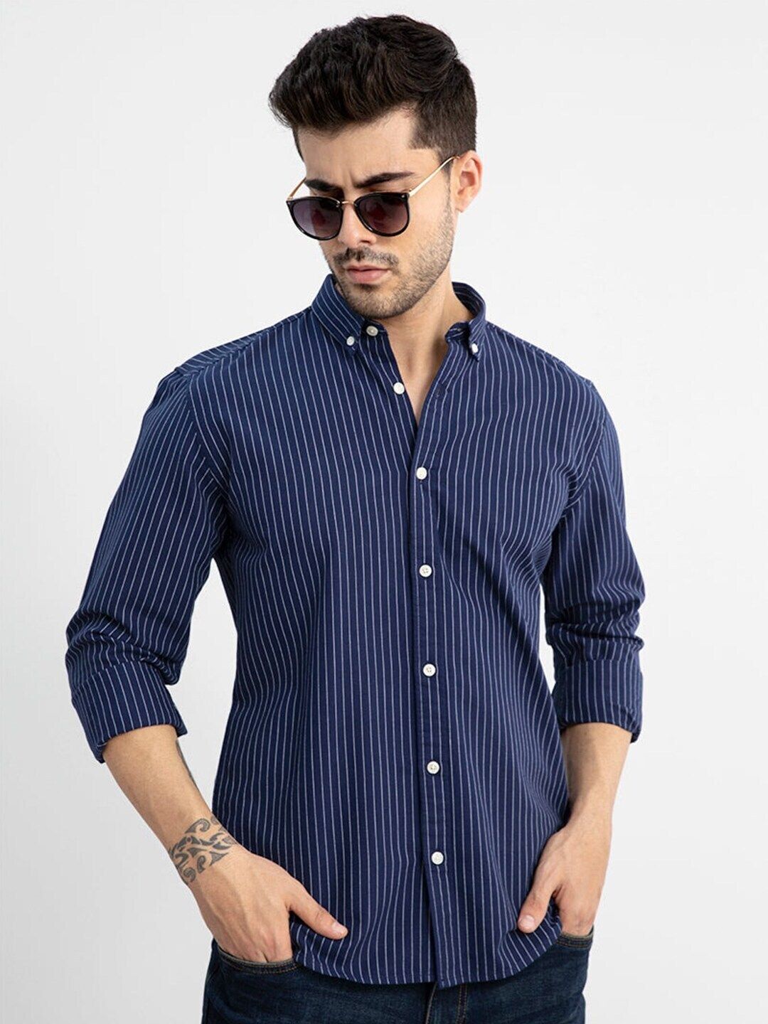 snitch Men Slim Fit Striped Button Down Collar Casual Shirt-picture-14