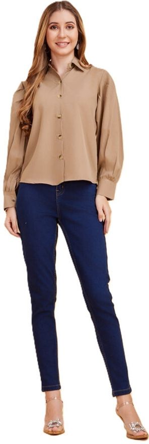 the nari fashion brand Women Regular Fit Solid Ribbed Collar Casual Shirt-picture-44