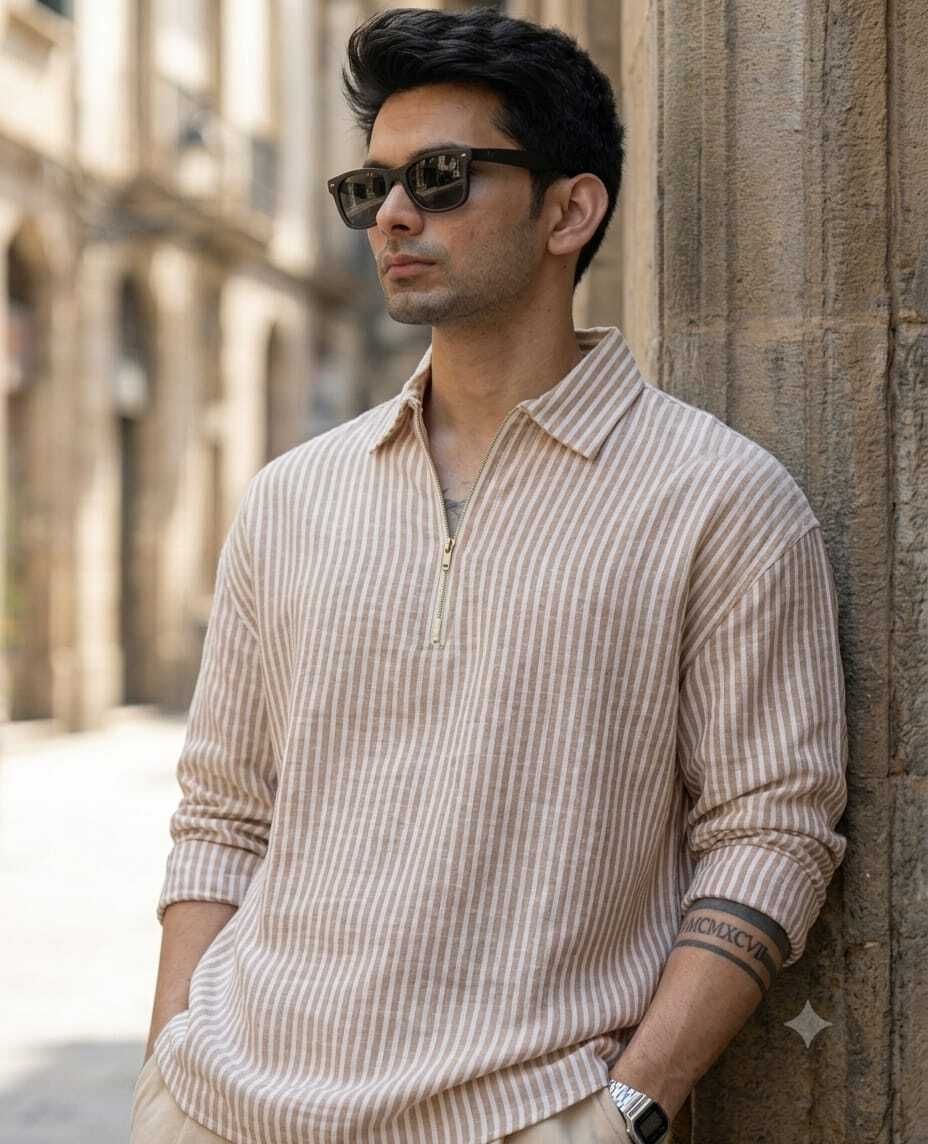 u.s. morato american Striped Linen Straight Kurta for Men-picture-24