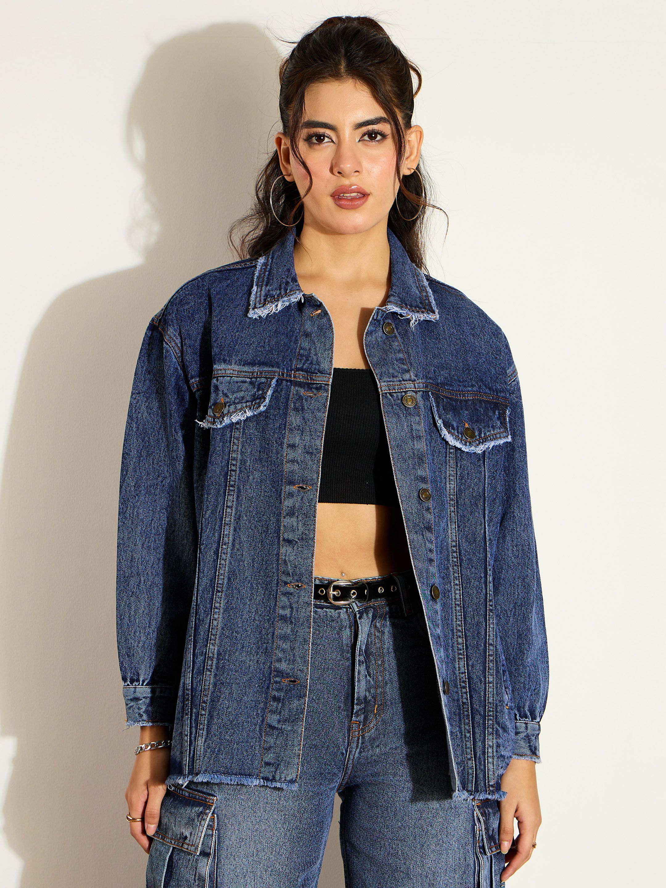 sassafras Women Oversized Fit Solid, Self Design Casual Shirt-picture-10