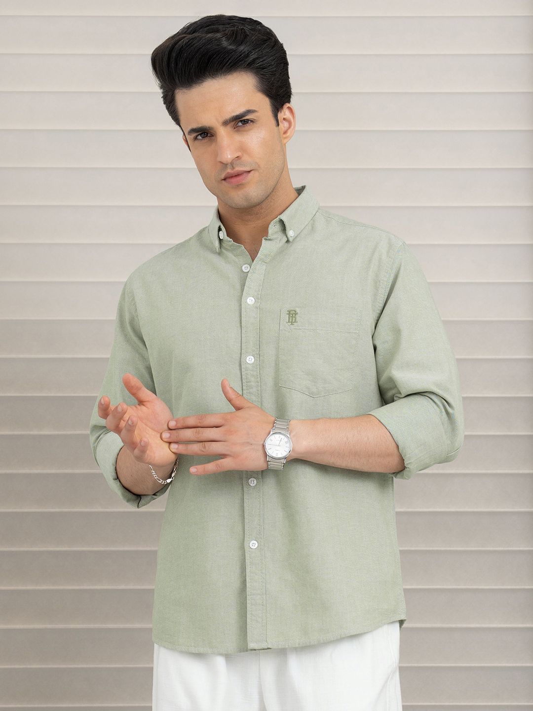 Men Relaxed Fit Fit Self Design Button Down Collar Casual Shirt-image-45