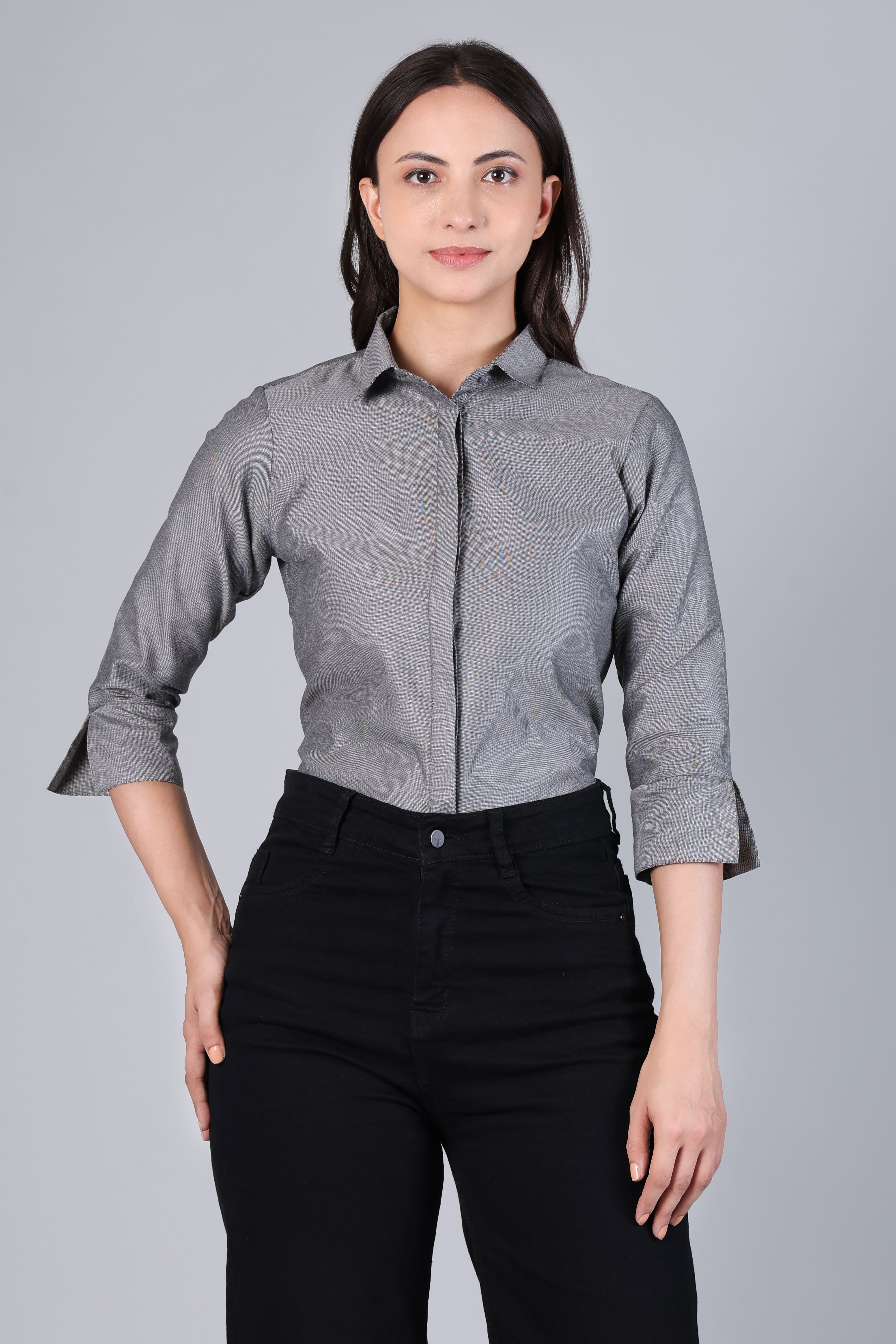 rare camel Women Regular Fit Solid Spread Collar Formal Shirt-picture-12