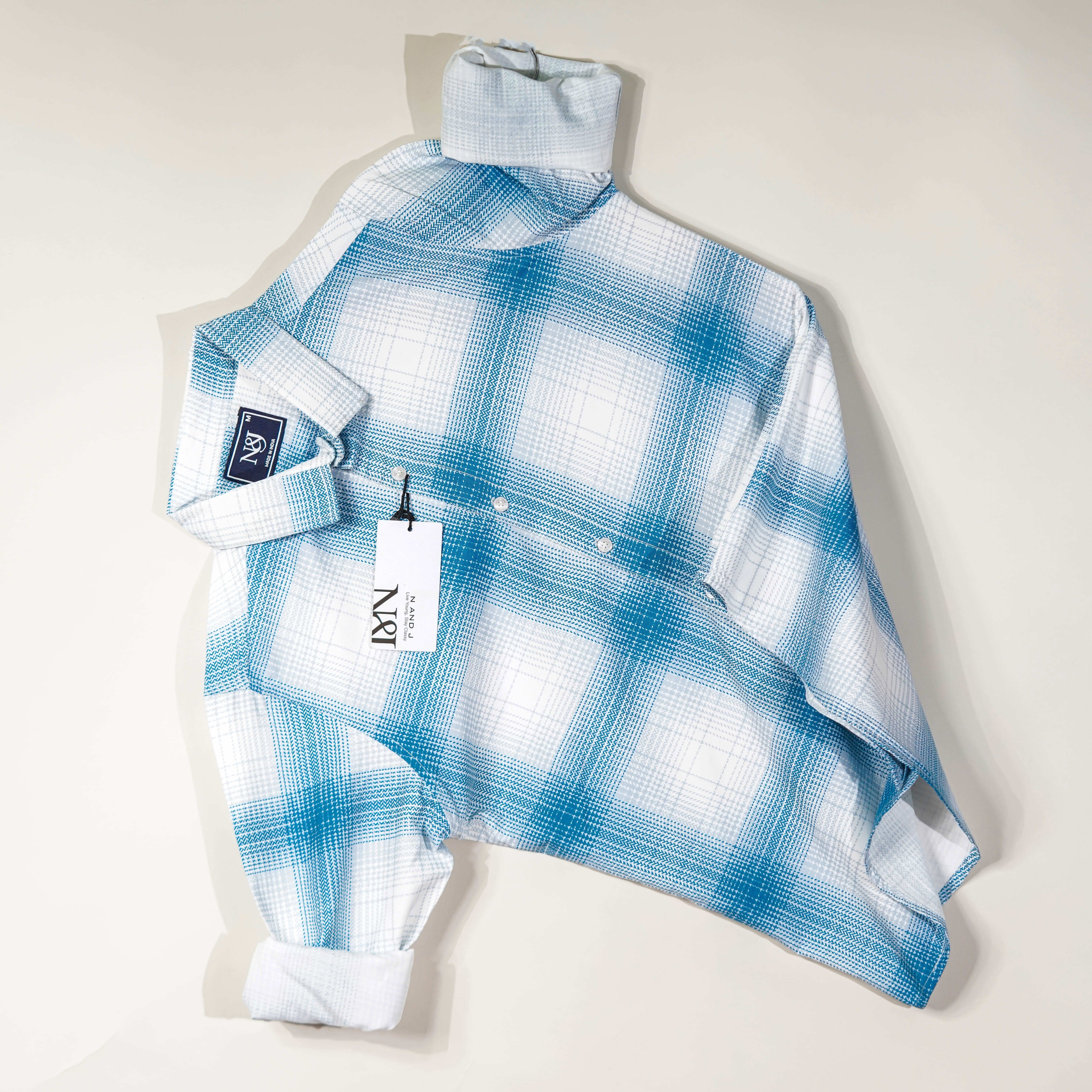n and j Men Regular Fit Checkered Spread Collar Casual Shirt-picture-18