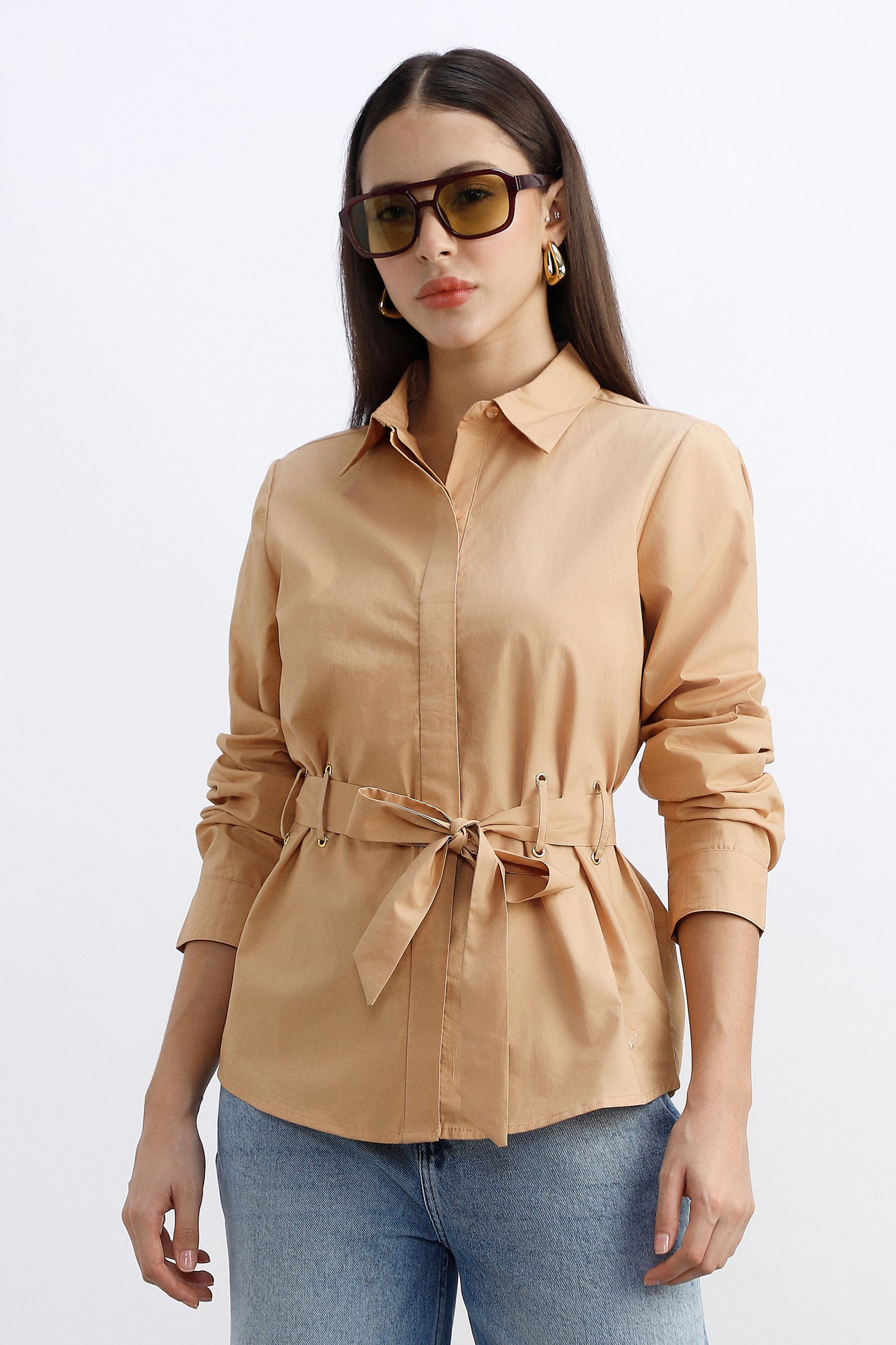 allen solly Women Regular Fit Solid Spread Collar Casual Shirt-picture-13