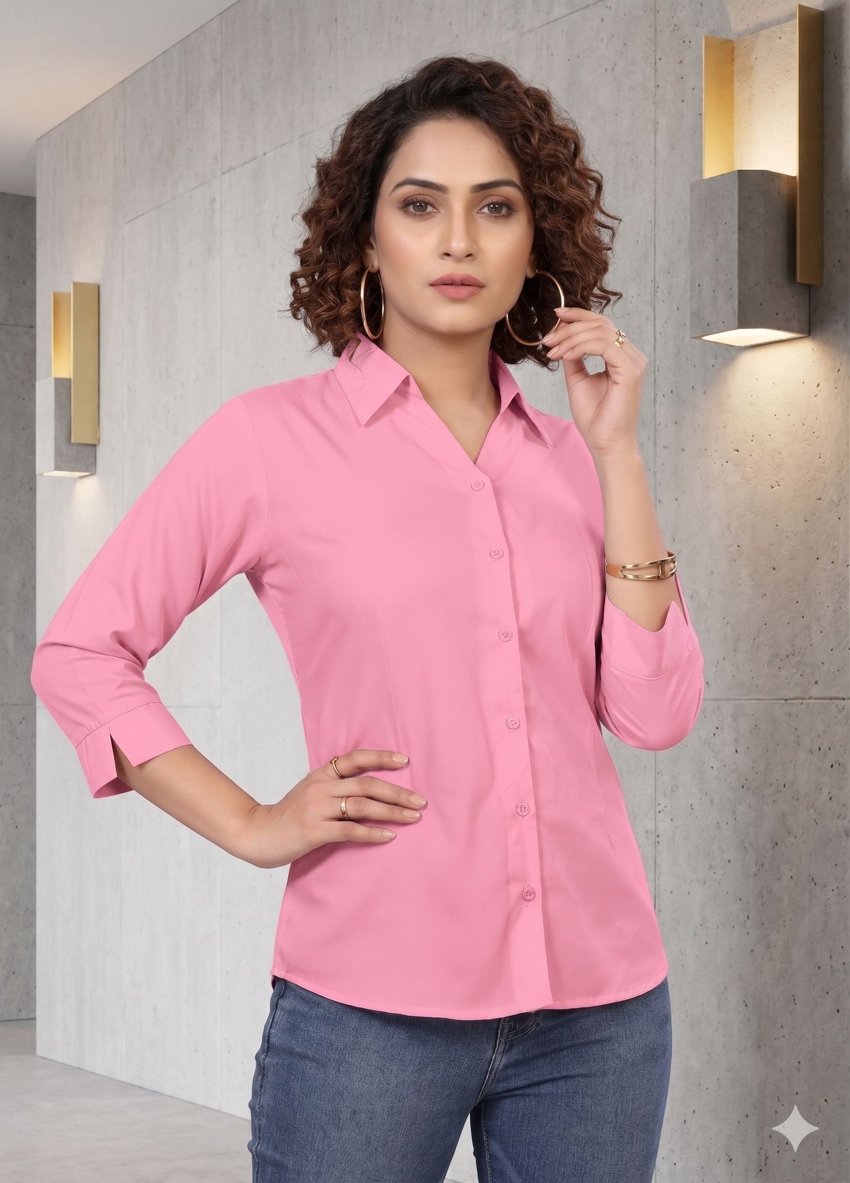 kr enterprise Women Regular Fit Solid Spread Collar Formal Shirt-picture-32